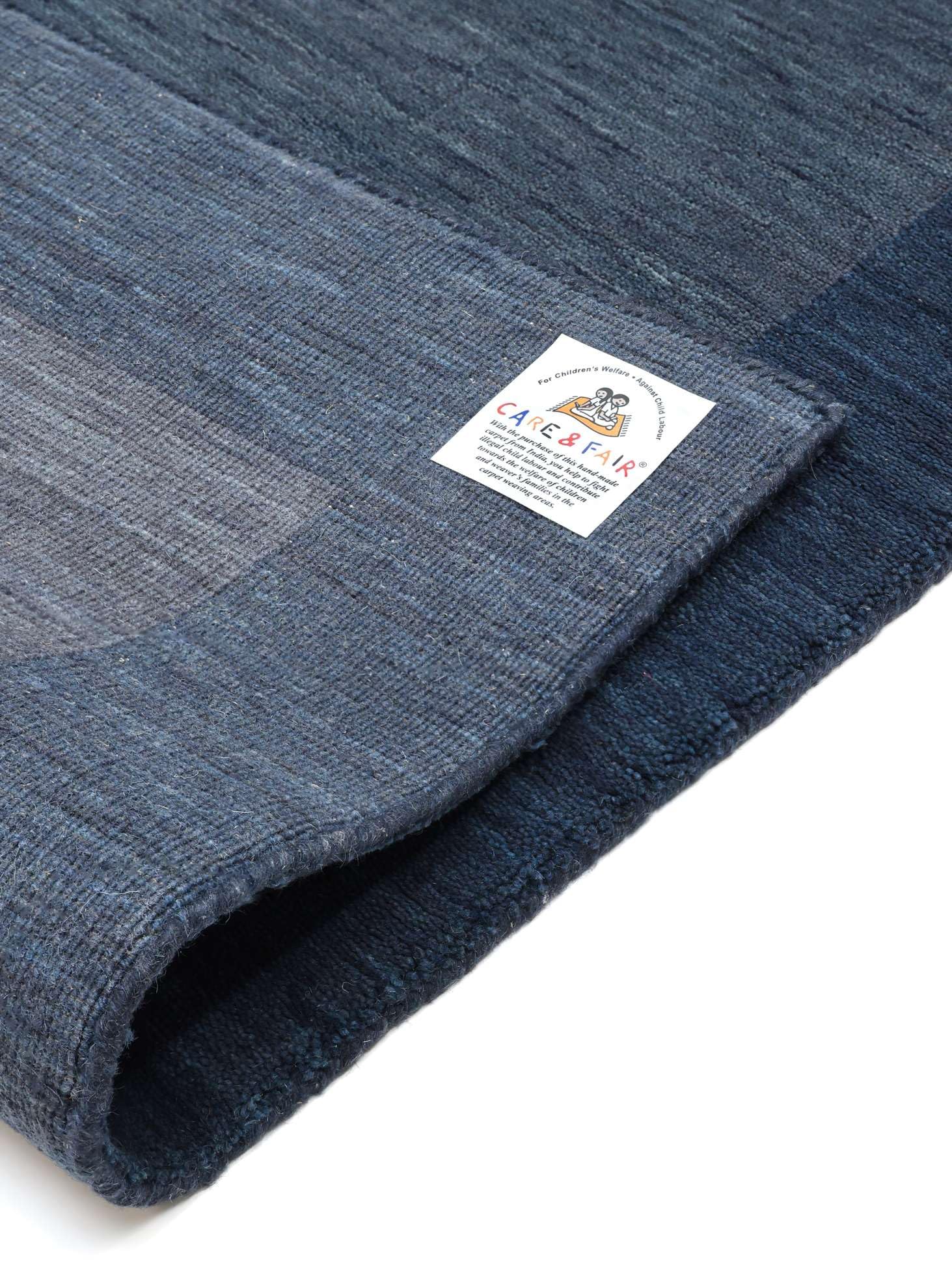 RugVista Handloom Frame Alfombra, 200 x 300 cm, Oscuro Azul | Rectangular, Pelo medio, Limpieza en seco