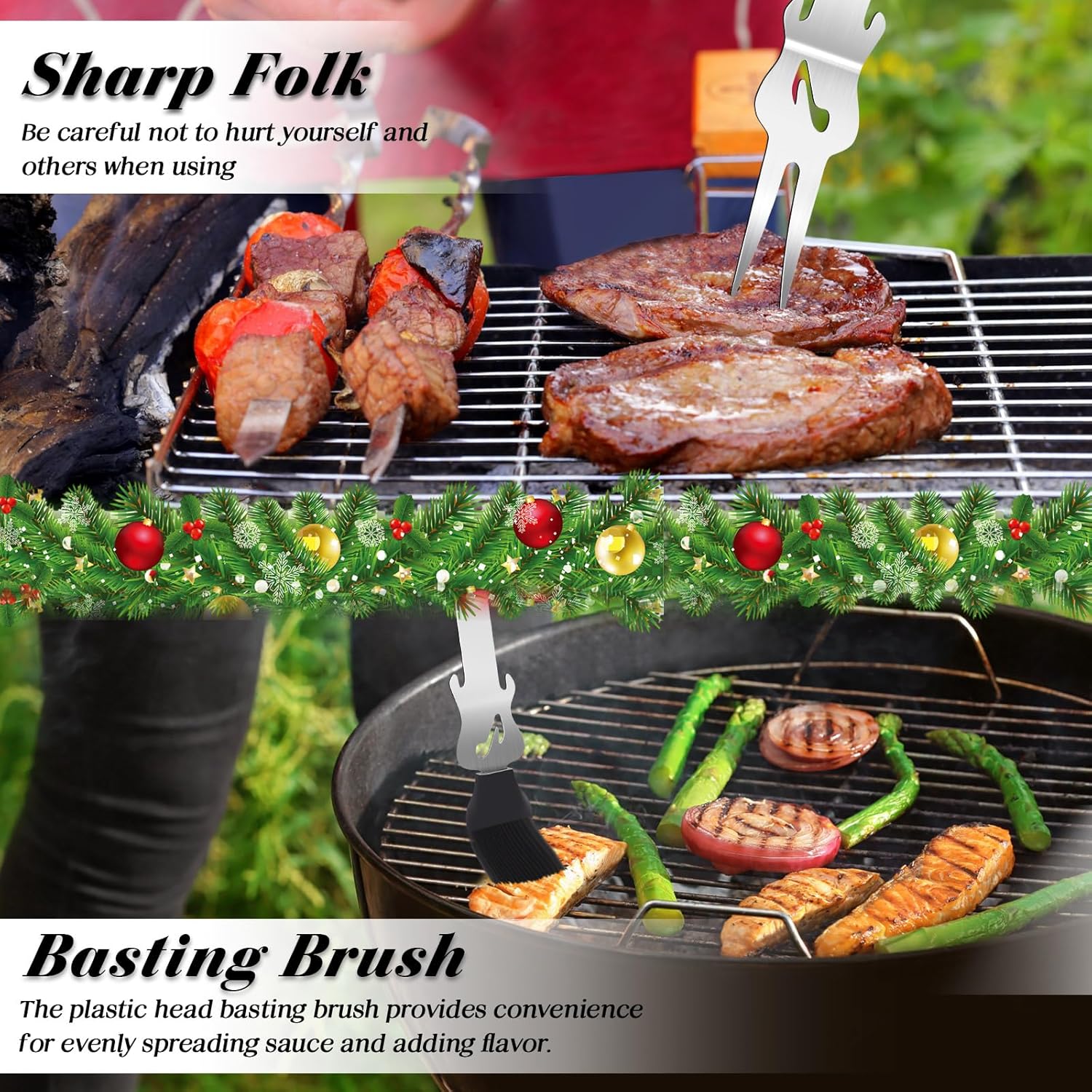 Jingmore 4 Pcs Guitar Grill Gifts for Men Guitar BBQ Spatula Tongs Heavy Duty Stainless Steel Barbecue Tool Set for Dad Music Lovers Grilling Enthusiast Christmas Father's Day Birthday Gift
