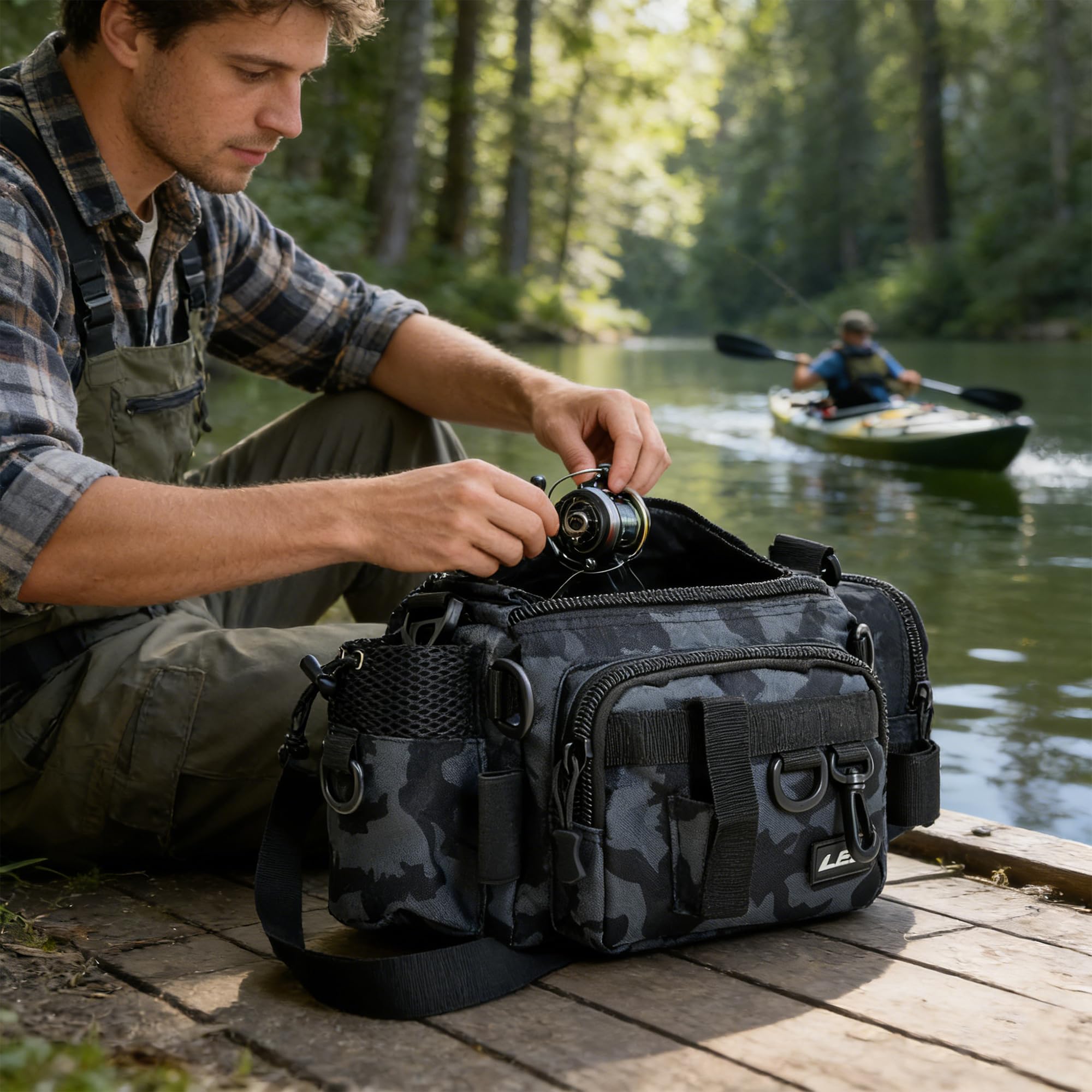 YUEMING Angelgerätetasche, Karpfentasche für Angler, Angeltasche Umhängetasche Tragbarer Groß Rucksack Angelbeutel,Aufbewahrungstasche für Outdoor-Angelausrüstung