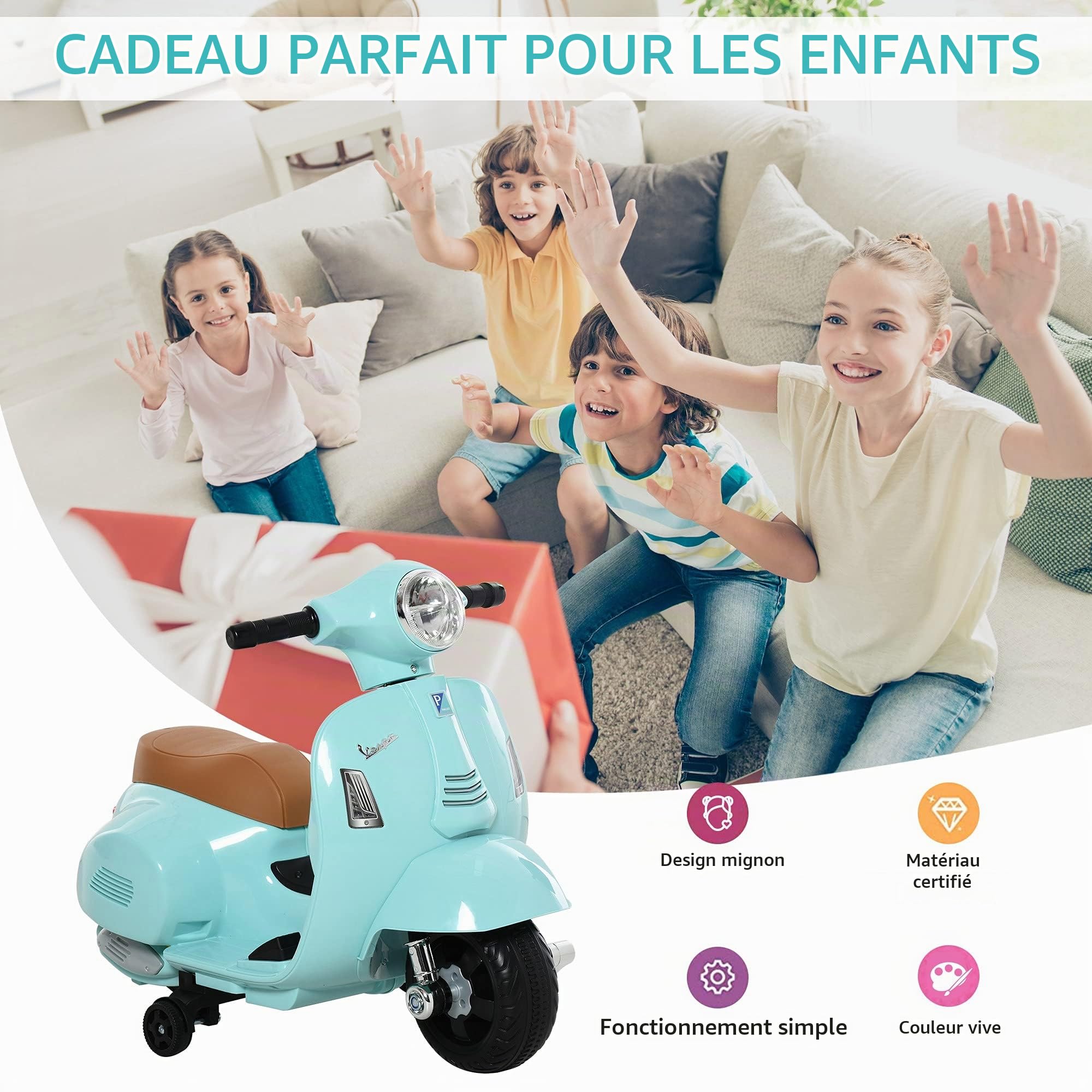 HOMCOM Moto électrique Enfant avec lumière LED et Son 18-36 Mois Vert