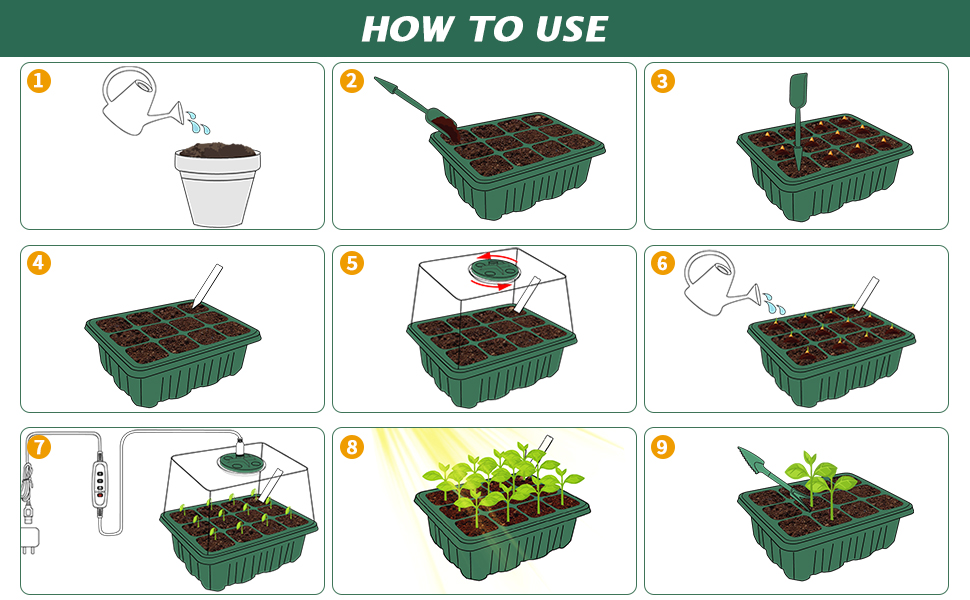 Kit Mini Serra Con Luce LED YeahBoom - 6 Vassoi Germinazione - Luce Regolabile E Timer - Per Piante E Semi - Foto 4
