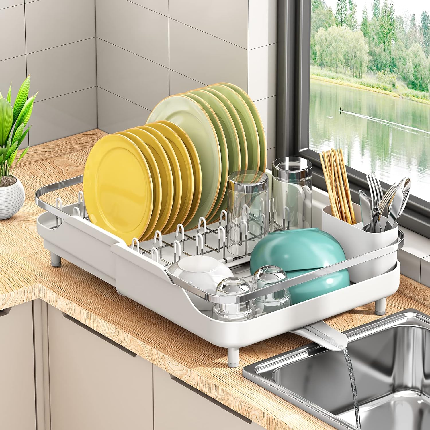 PXRACK Dish Drying Rack,Expandable(11.5"19.3") Dish Racks