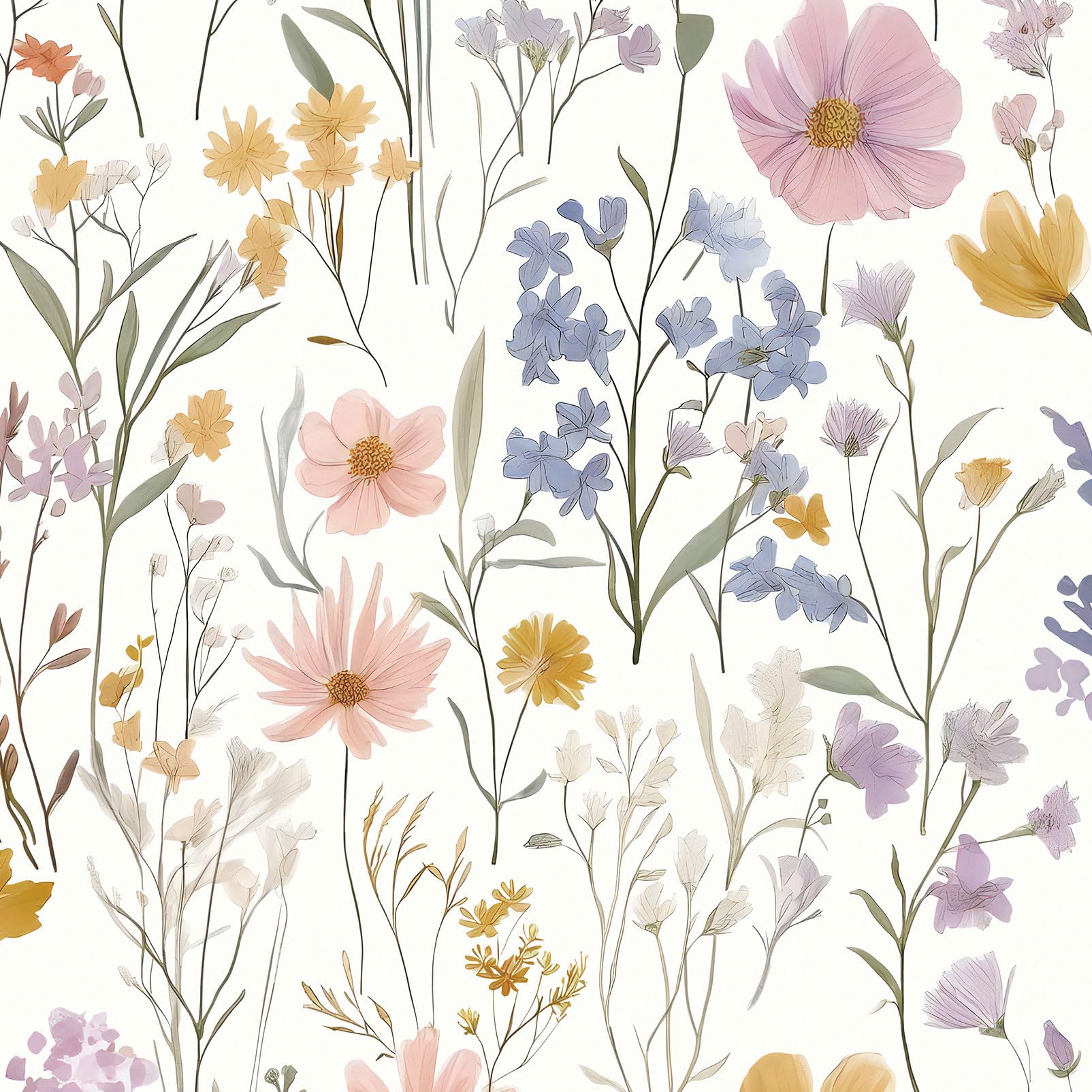 CiCiwind Self Adhesive Wallpaper White Pink Peel and Stick Wallpaper 44CM×15M Floral Contact Paper Waterproof Vinyl Wrap Thicken Stick on Wallpaper for Kitchen Living Room Bedroom — image 1