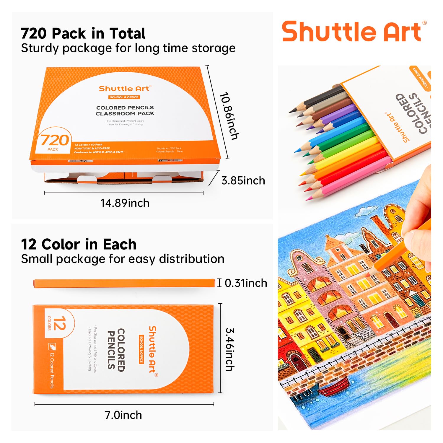 【新着商品】Shuttle Art 色鉛筆 12色 60パック 720本セット Amazon | Shuttle Art 色鉛筆 12色 60パック 720本セット カラーペン