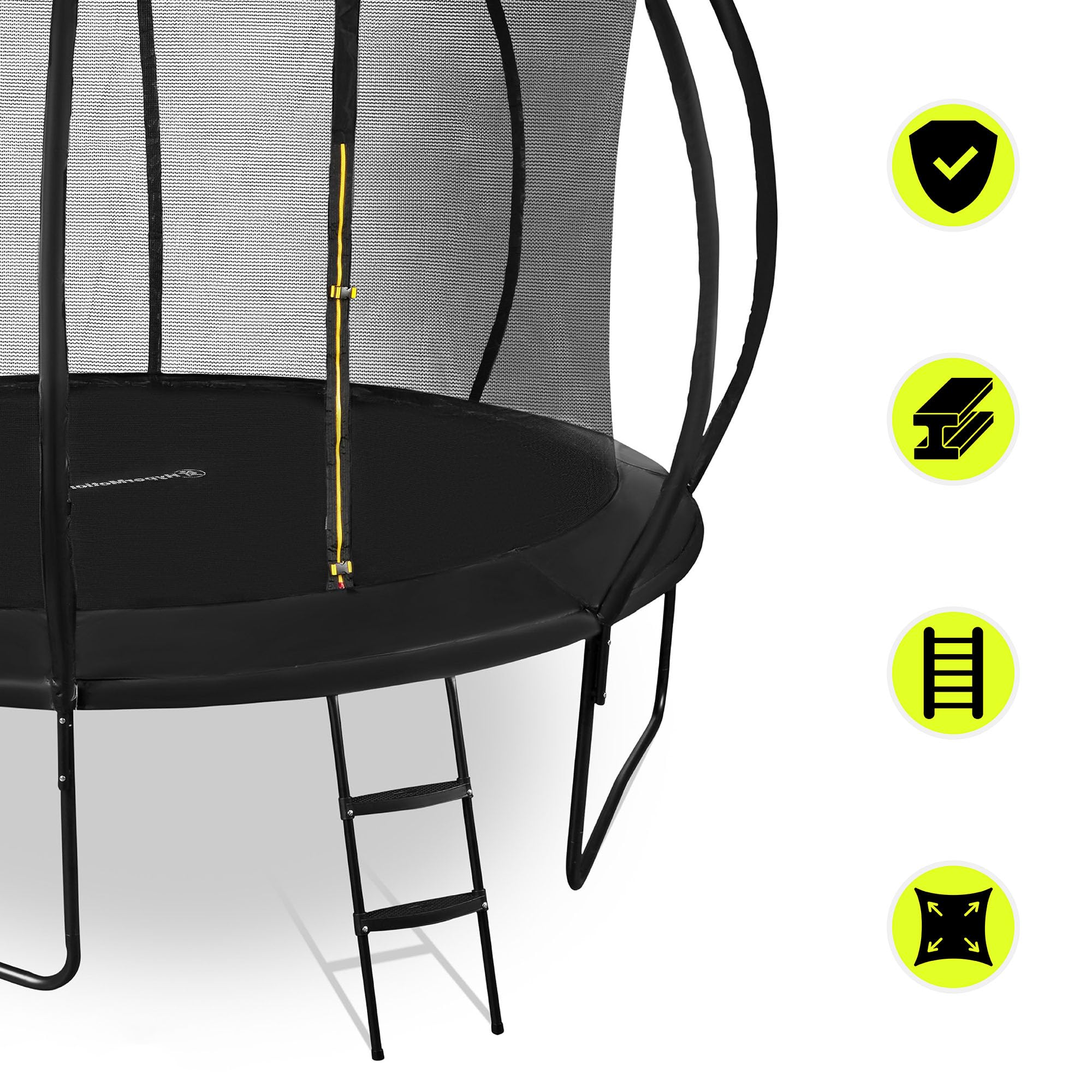 Hypermotion Trampoline Exterieur Enfant 3 Ans 244/305/366/430/487 cm Séchage Rapide et Déperlant – Excellente Élasticité de Saut – Trampoline de Jardin avec Filet de Sécurité