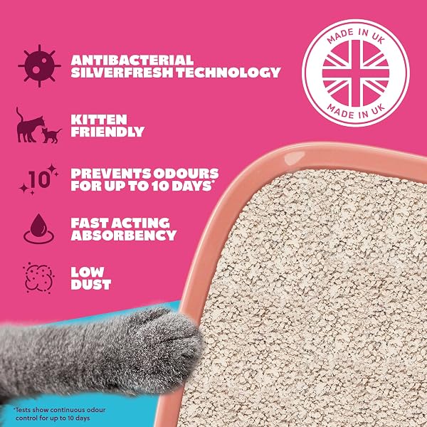 Felight | Non-Clumping Cat Litter with Antibacterial Silverfresh Technology | Prevents Odours for up to 10 Days | Made in the UK (20L Bag) - 3
