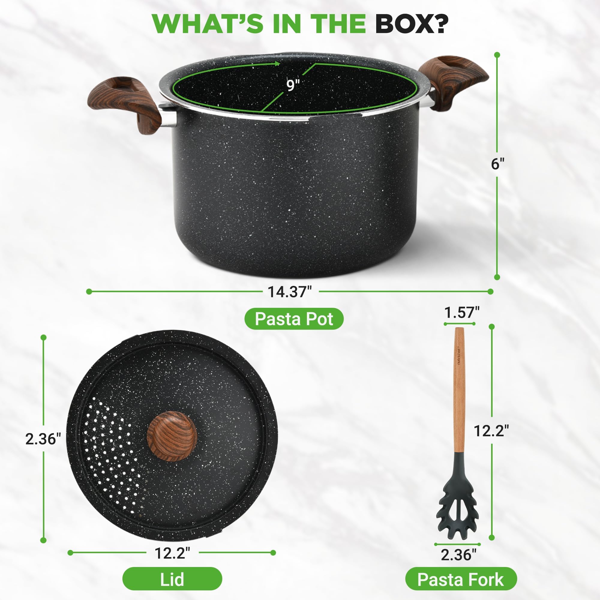 Image secondaire de Casserole à Pâtes Antiadhésive NutriChef 4,7L avec Couvercle Passoire