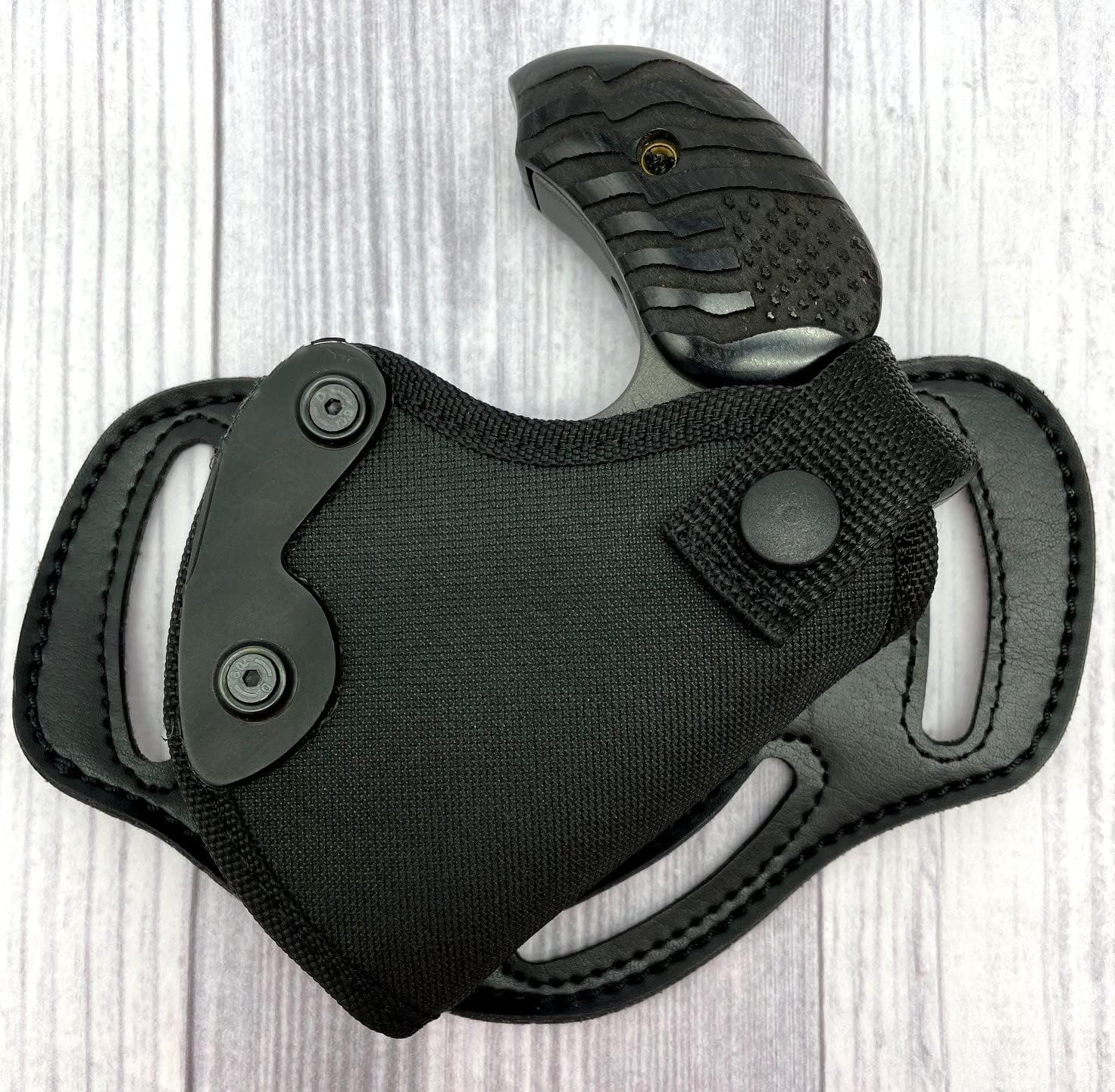 Right Hand Side or Small of Back (SOB) Belt Holster for Bond ARMS Old Glory Over/Under Derringer 45/410, 3.5" to 6" Barrel