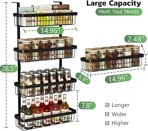 Miniatura 4 de Warome Estante magnético para especias para refrigerador, organizador de 4 niveles con imanes fuertes, dispositivo de almacenamiento de cocina con