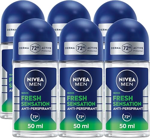 NIVEA MEN Fresh Sensation 72h Deodorant Anti-Perspirant Roll-on, 50ml, Pack of 6