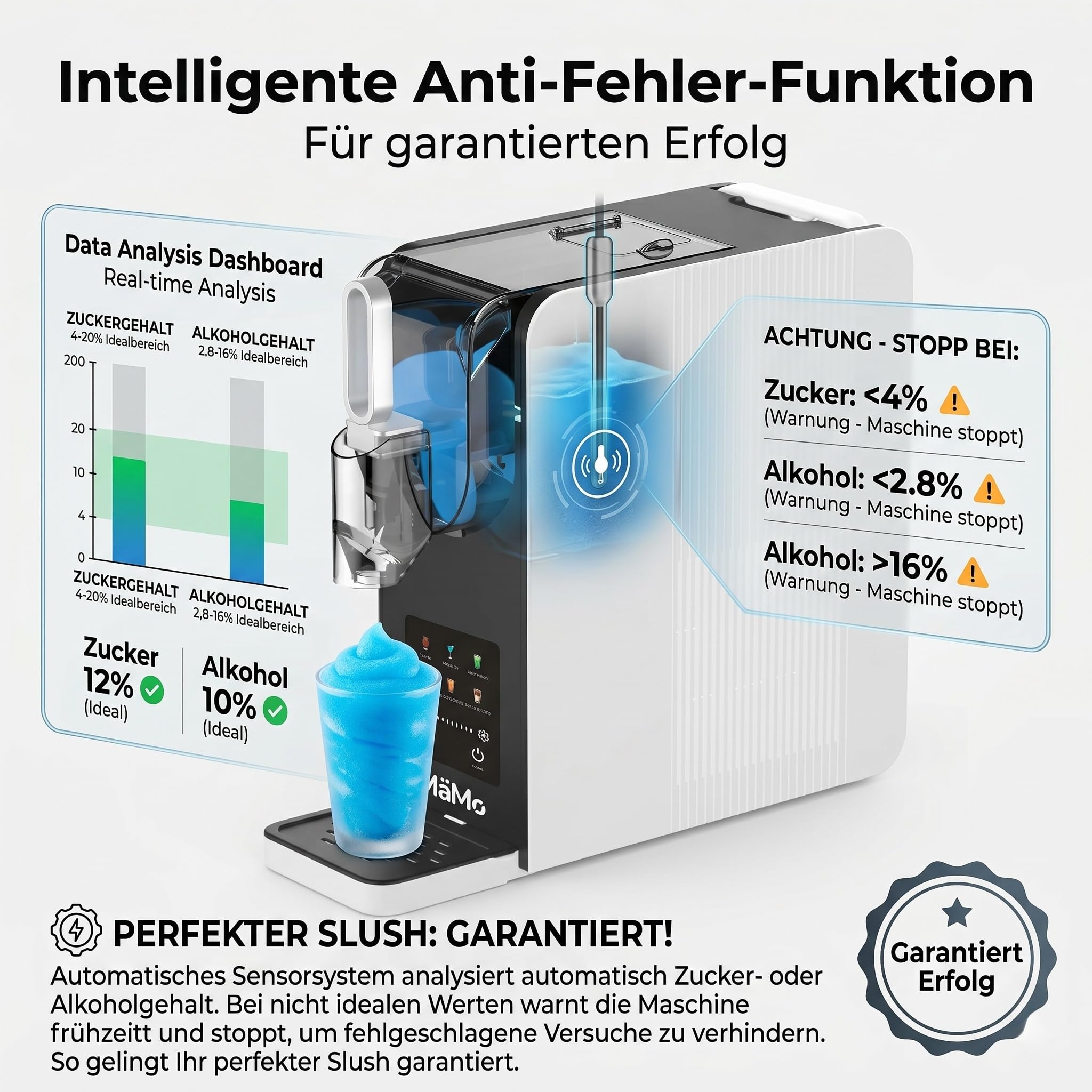 6-in-1 Slush Maschine für Zuhause - 2L Frozen Drink Maker mit Touchscreen & Turbo-Kühlung - Slushie Maker ohne Eis mit Rezeptur-Erkennung & Selbstreinigung für Cocktails & Smoothies