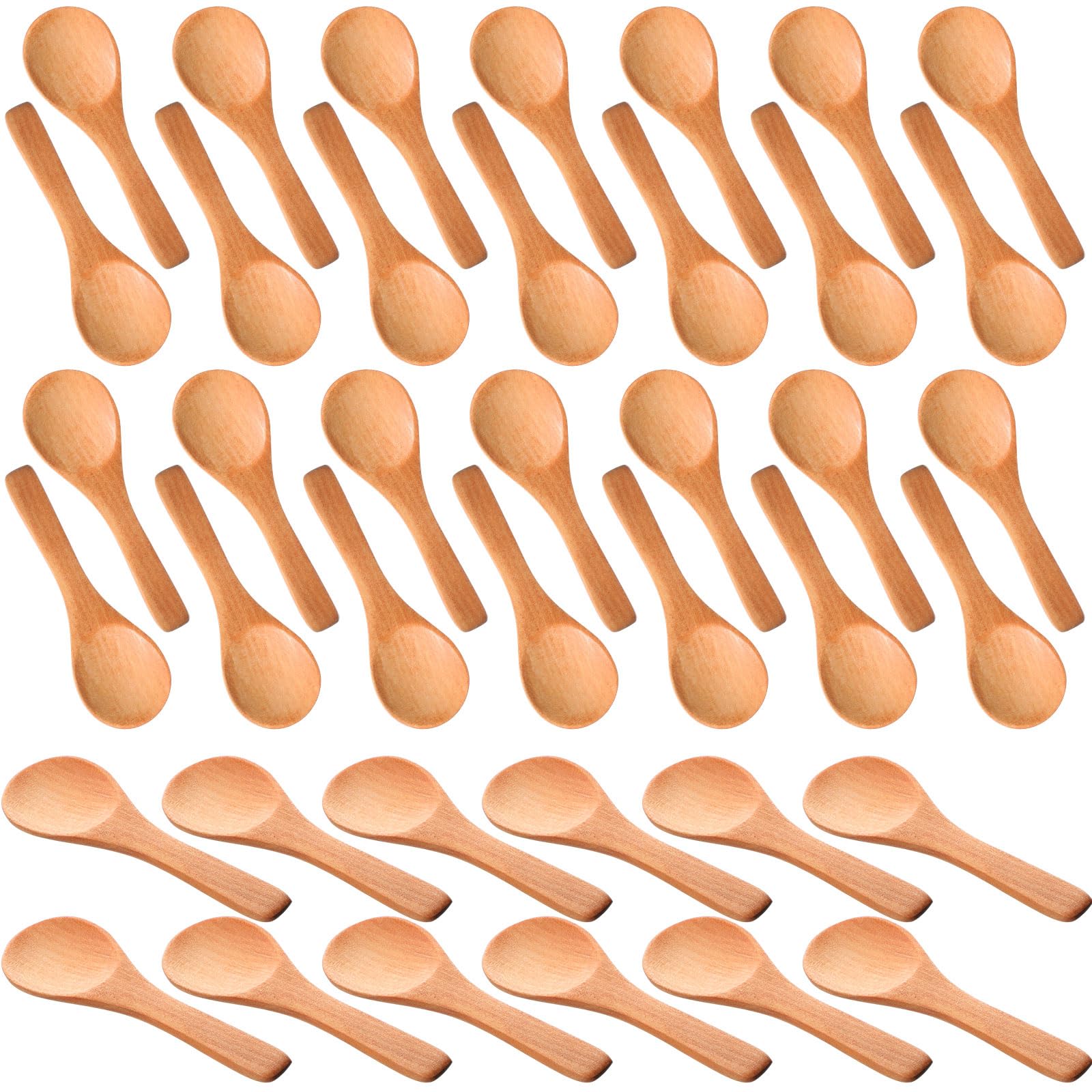 Boao 200 Pcs Small Wooden Spoons, 3.5'' L Mini Spoon for Honey, Sugar, Salt
