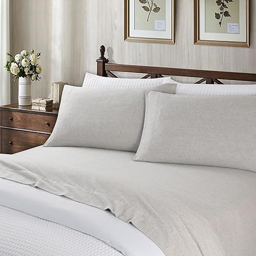Lodge & Linen Juego de sábanas de franela tamaño Queen  Algodón, pesado, franela suave aterciopelada  Sábanas de franela de bolsillo profundo