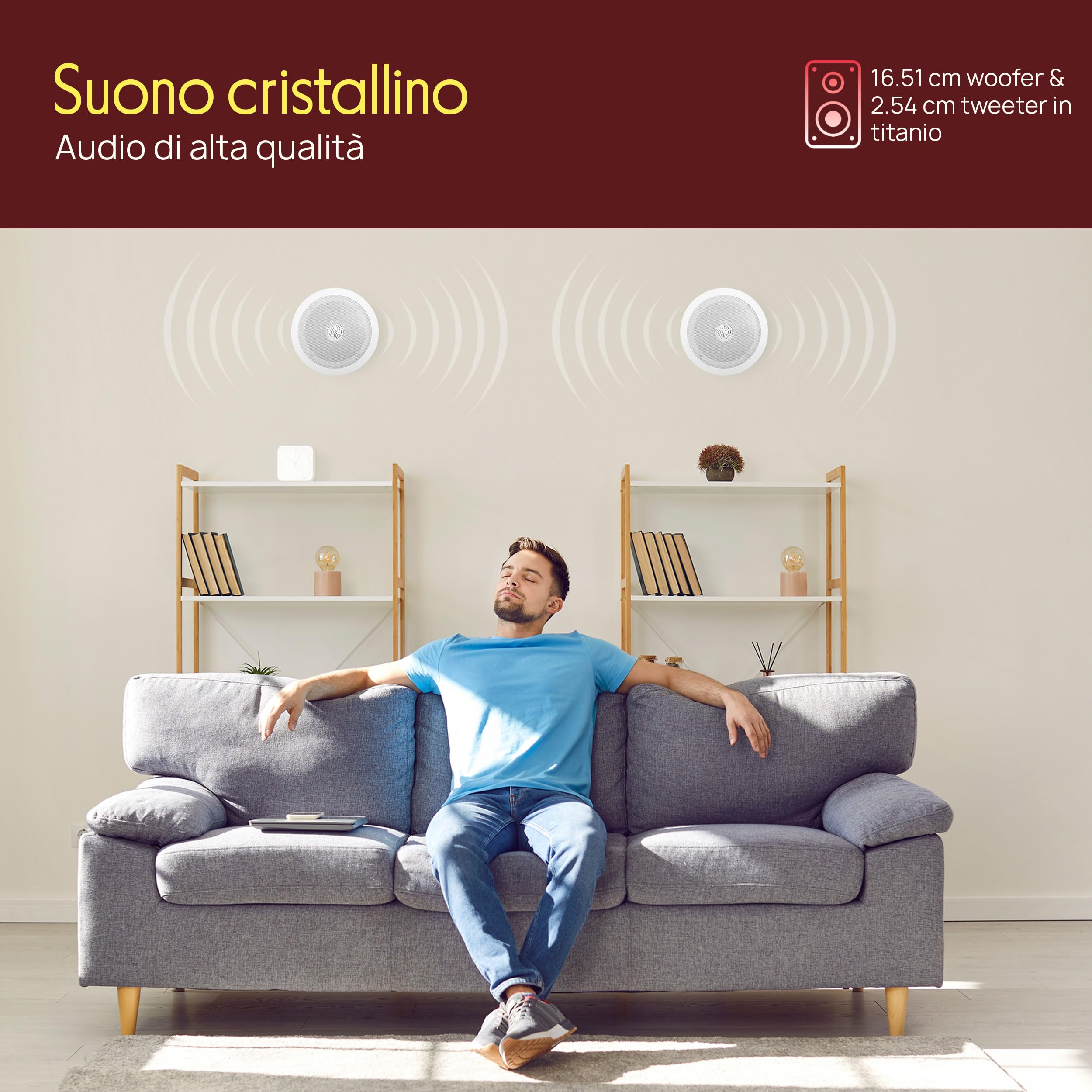 Pyle Altoparlanti Da Soffitto A Incasso Da 20 Cm – 2 Vie Con Tweeter In Titanio, 300W, Risposta 55Hz-22kHz (Coppia, Bianco) - 2