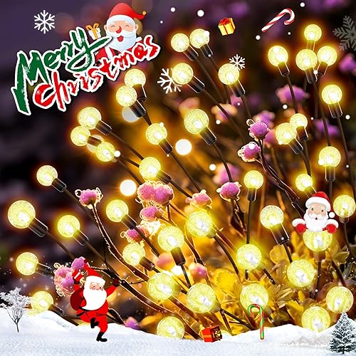 URAGO Luces solares para exteriores, nuevas luces solares mejoradas para jardín con 48 bombillas LED de burbujas de cristal, luces solares