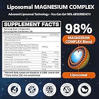 Vista 4 de 21 in 1 Liposomal 12 Active Types Magnesium Complex 1400mg (Glycinate,Citrate,Malate etc) Capsule -with Vitamin D3, B6, B12, Ashwagandha & CoQ10 for