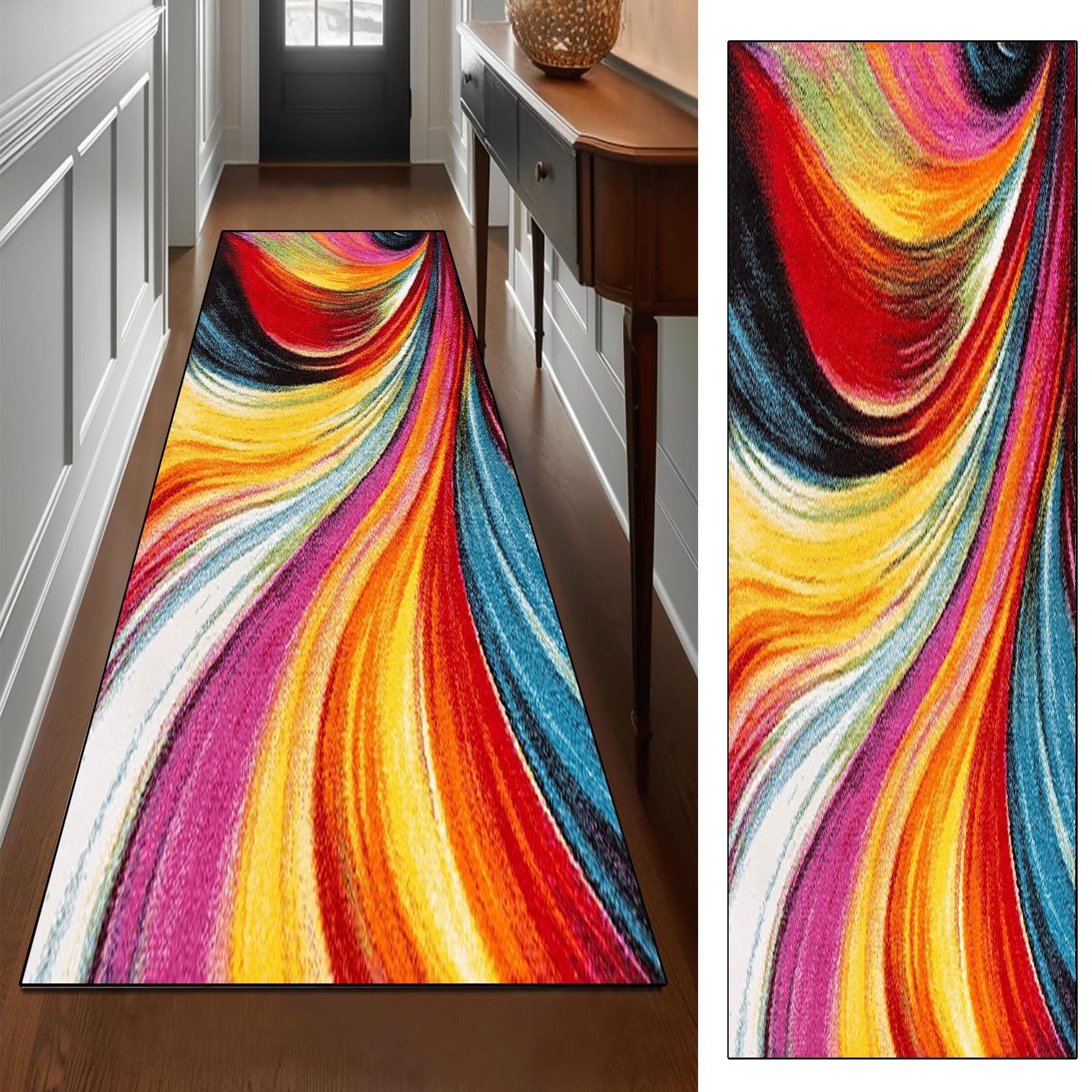 Alfombra resistente a la suciedad felpudo grande lavable de 60x230 cm con base antideslizante