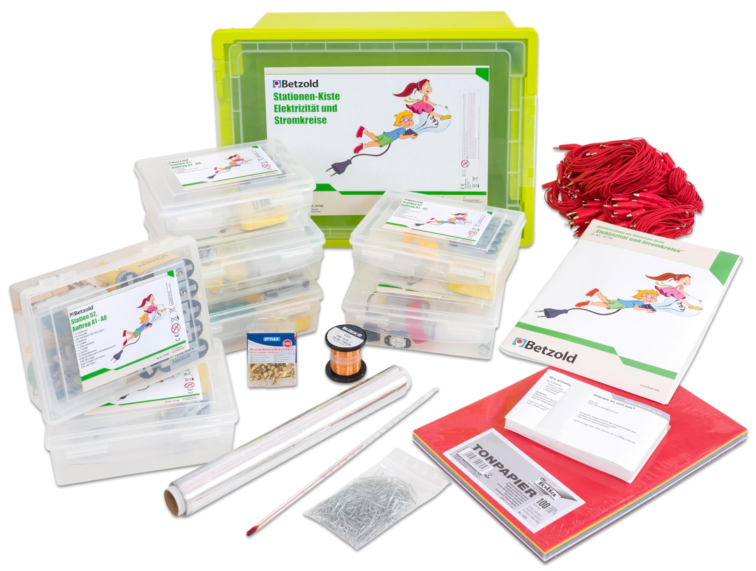 Betzold 757790 - Caja de estaciones Electricidad y circuitos Experimentos con electricidad, física