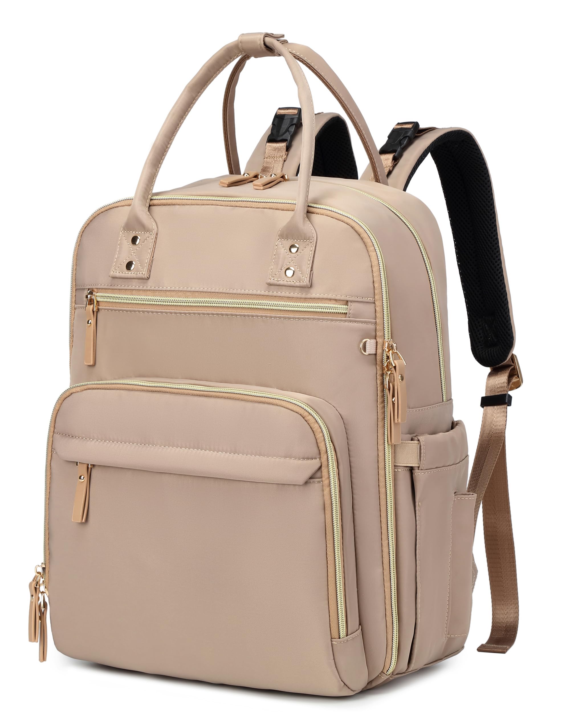 LORADI 18 Pockets Large Diaper Bag Backpack with 4 Insulated Pockets and Stroller Clips, Baby Shower Essentials (Mocha Mousse, Large)