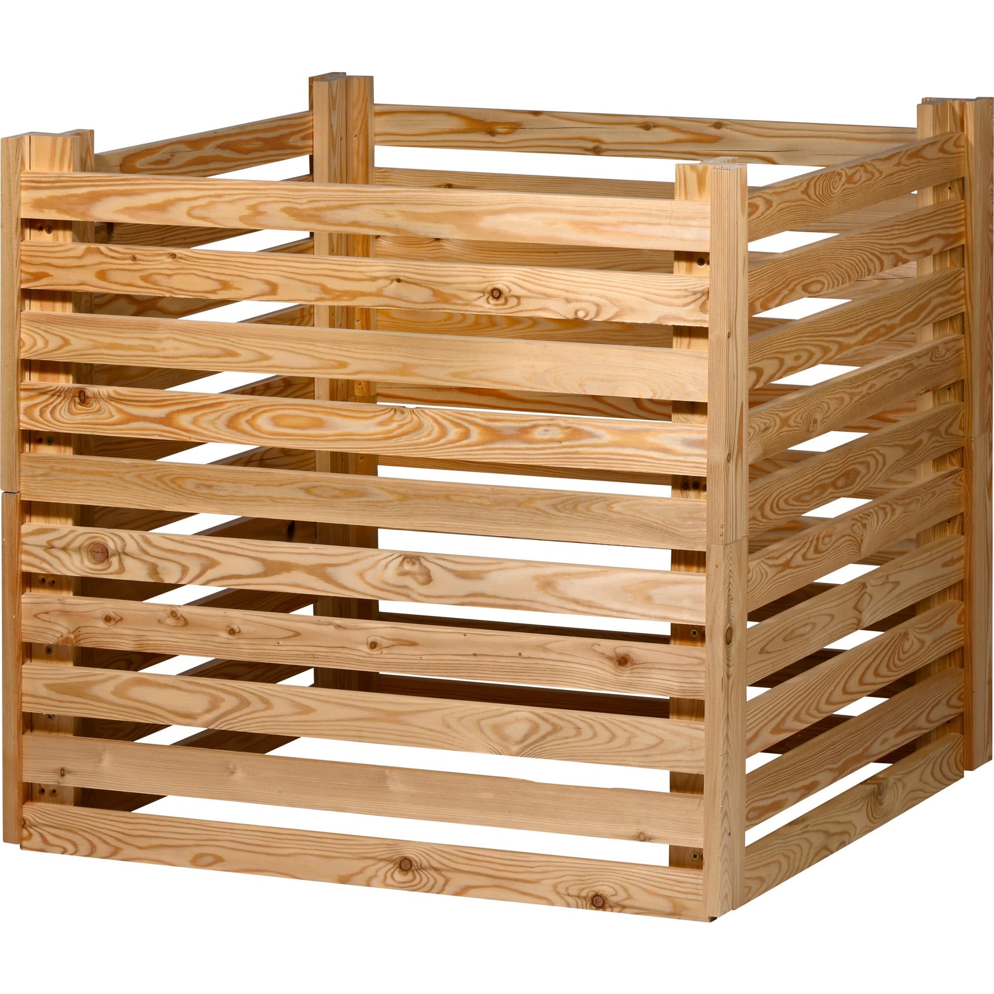 dobar® Green Label Composteur Pratique Semi | Bac à Compost en Bois de mélèze | Composteur de Jardin d'une capacité de 350 litres | 76 x 76 x 73 cm | Naturel