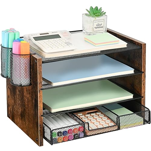 OPNCIE Desk Organizer and Accessories, 4-Tier Paper Letter Tray File
