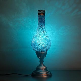 Turkish Mosaic Table Lamp, Aladdin Lamp, Ancient Egyptian Lighting, Mosaic Moroccan Lamp, Oriantel Home Decor Lighting, Turkish lamp, Mystical Home Design, Unique Decorative Ornaments (Turquoise)