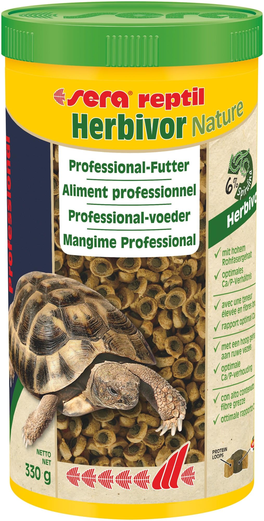 sera reptil Professional Herbivor Nature 1000 ml (330 g) | Schildkrötenfutter für Herbivore Reptilien | Futter für Landschildkröten & Leguane | Naturnahes Landschildkröten Futter mit Kräutern