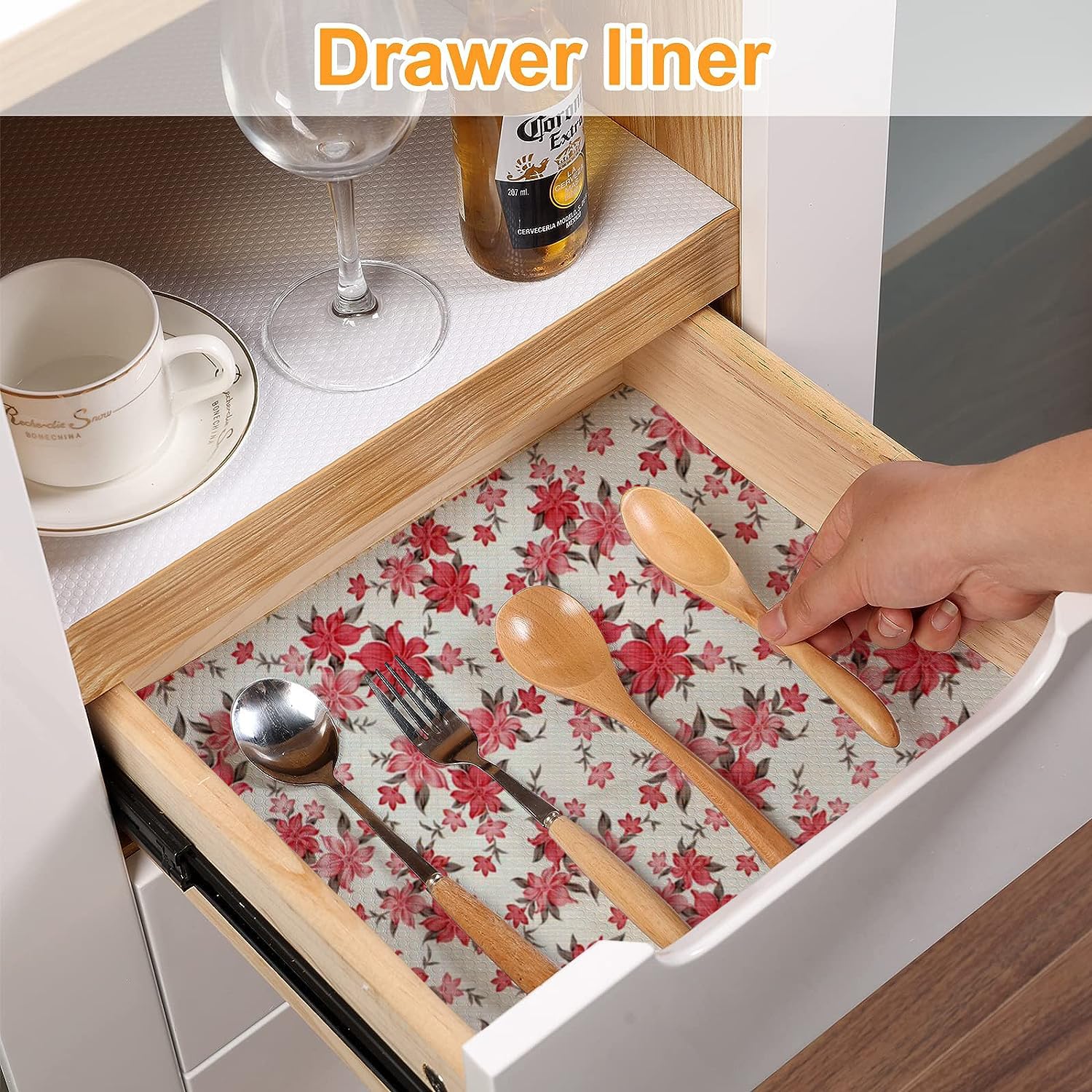 Pink PVC Drawer Shelf Liner - 10 Meter Roll -3