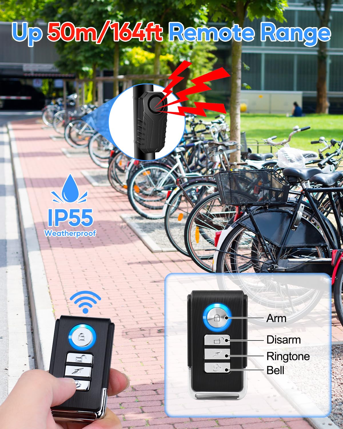 Cruxer Allarme Moto Bicicletta Con Telecomando,Senza Fili Antifurto Bici Impermeabile IP65,113dB, Elettronico, Monopattino Elettrico Auto, Sonoro, Veicoli Porta Finestra