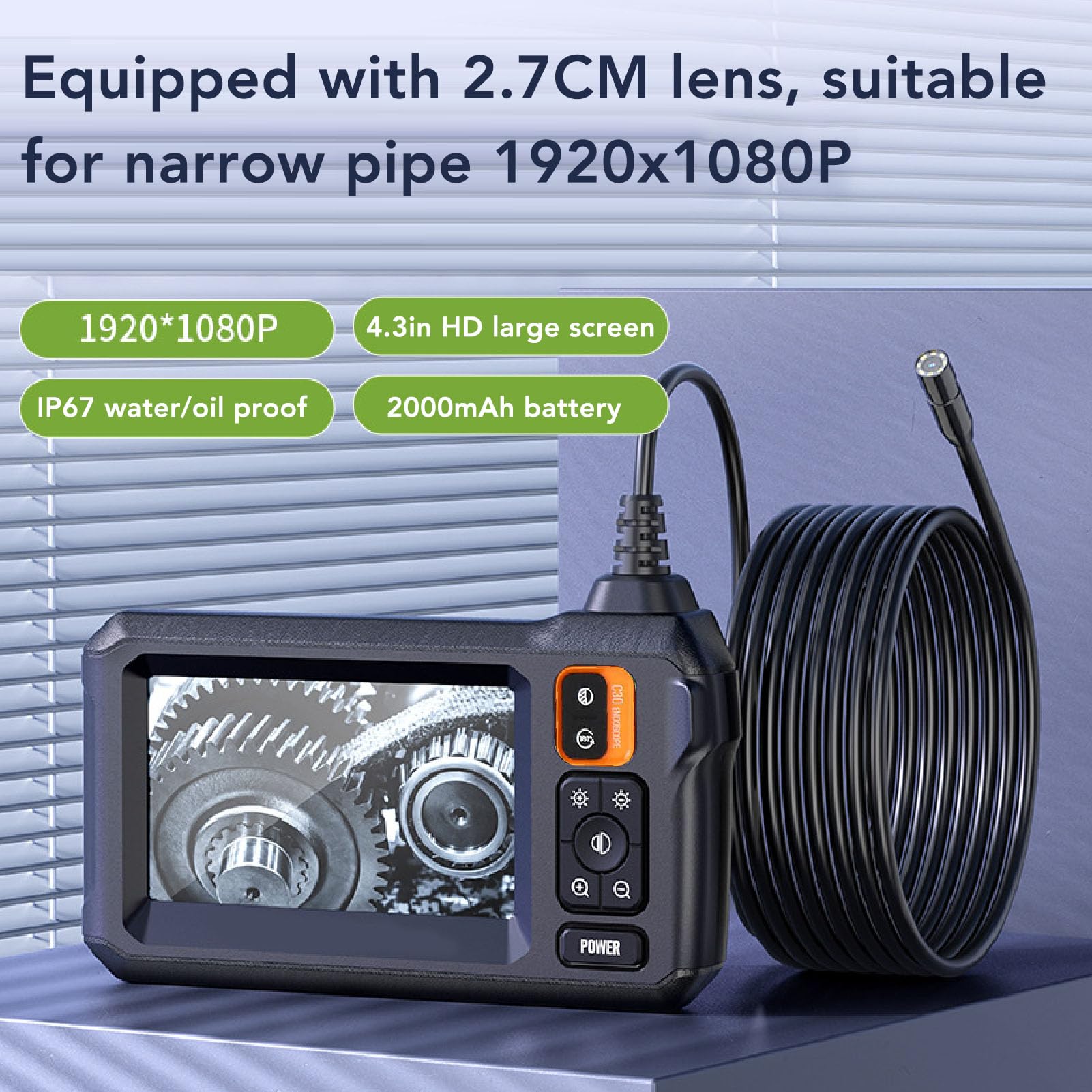 Respicefinem 4. 3 Endoscope Camera with Light Ip67 1080P Sewer Inspection Snake Industrial Borescope 5M 16. 4Ft (10m)