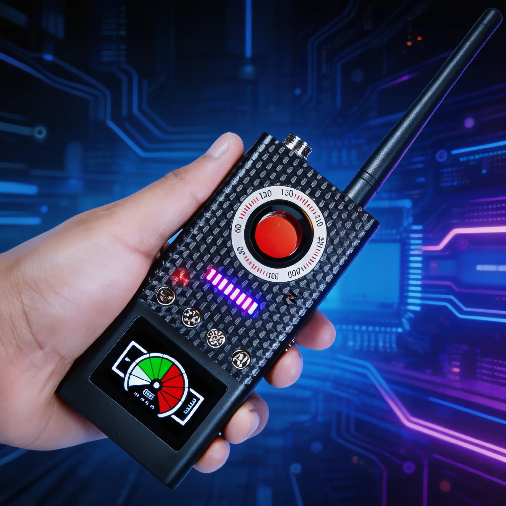 Rilevatore di microspie e di Segnali GSM GPS EMF Telecamere Nascoste per Privacy e Sicurezza localizzatori GPS Auto, scanner controllo Casa e Ufficio sistema AI integrato intelligente