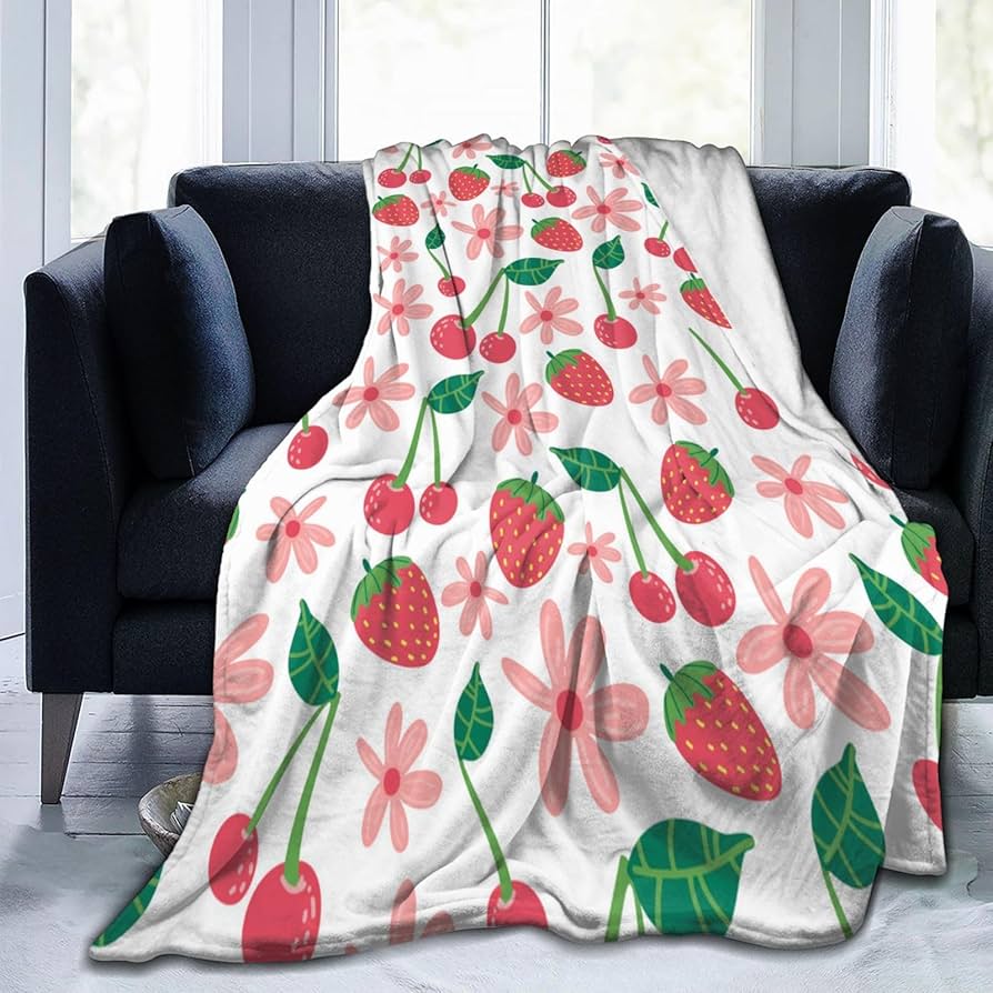 Amazon｜毛布 いちご柄 苺柄 イチゴ柄 ブランケット シングル