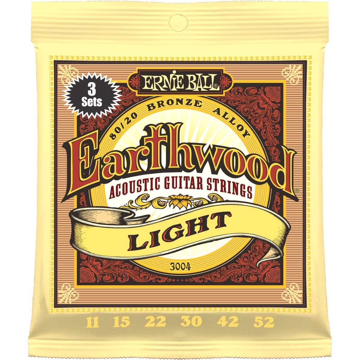 Ernie Ball 3004 Corde Per Chitarra Light Erthwood Confezione 3-Pack-image