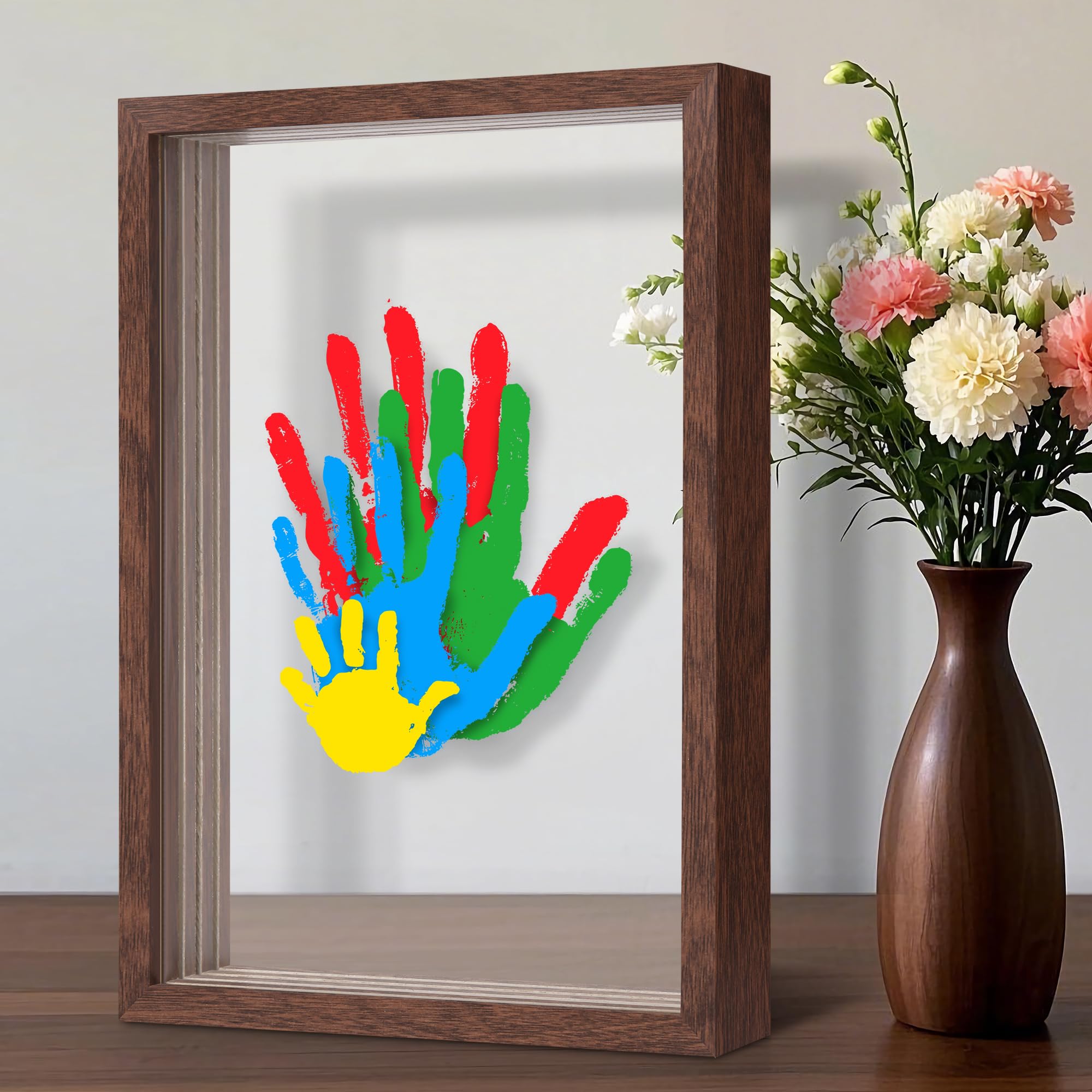 Omrhvi Family Handprint Kit, Hand Prints Keepsake Frame, DIY Craft Gift for New Parents & Mom & Baby, Grandparents, Mother's Day, Father's Day,