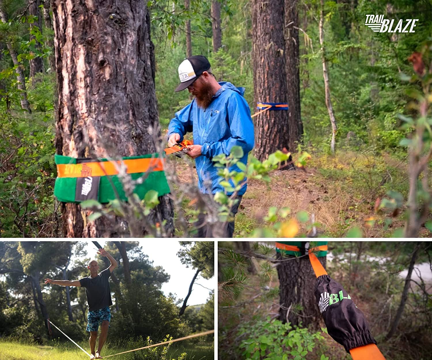 Slackline Débutant Kit Complet - Sangle d'apprentissage Protecteurs d'arbre Sac de Transport