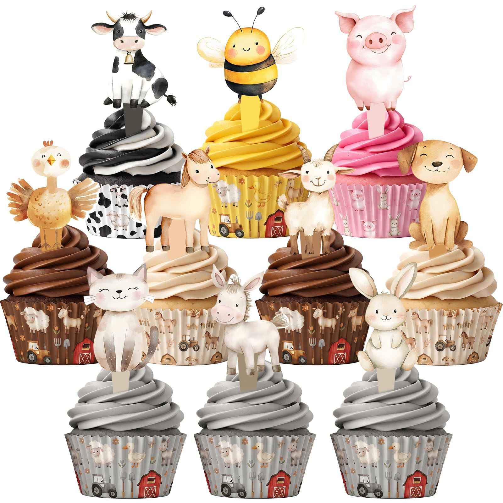 Glezo Farm Animal Cake Topper - cake decorating supplies | Mubboo
