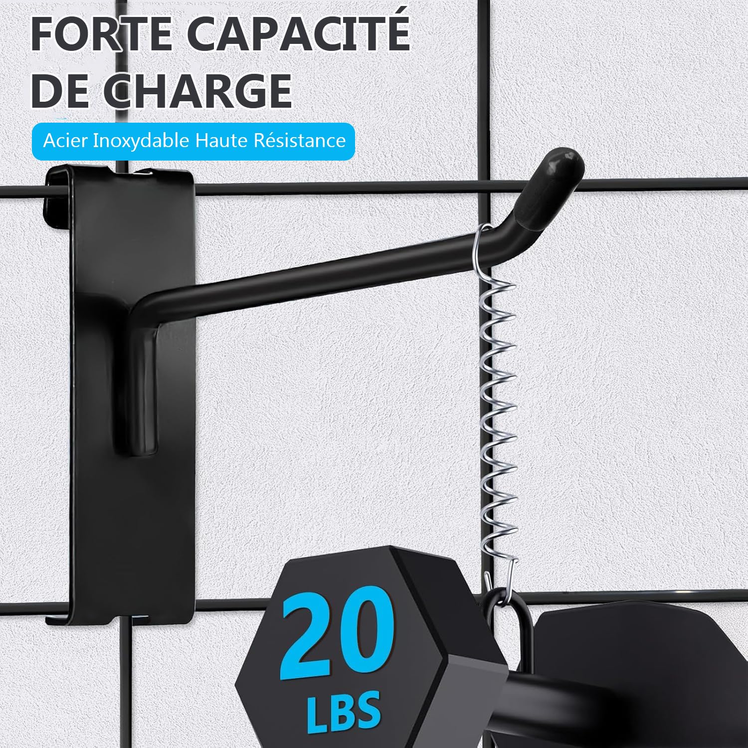 Lot de 50 Crochets pour Panneau Grillage, Crochets Métalliques pour Présentoir Grille, Accessoires d’Affichage Muraux pour Garage, Magasin, Boutique, Maison et Stockage, Noir (15 x 9 x 2.5cm)