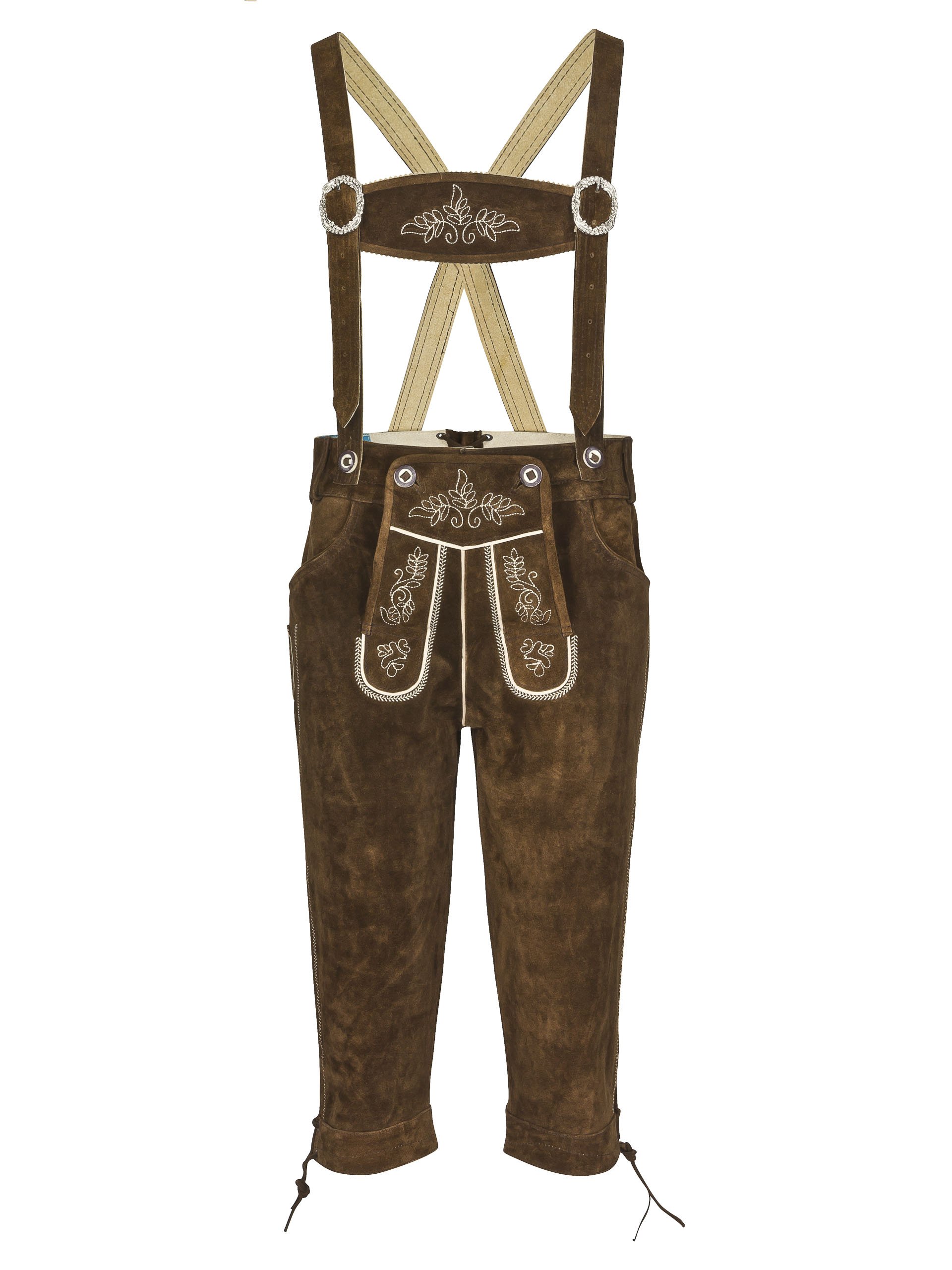 Herren Trachtenlederhose - Kniebundlederhose in braun oder Dunkelbraun Trachten Lederhose mit Hosenträgern Trachtenhose