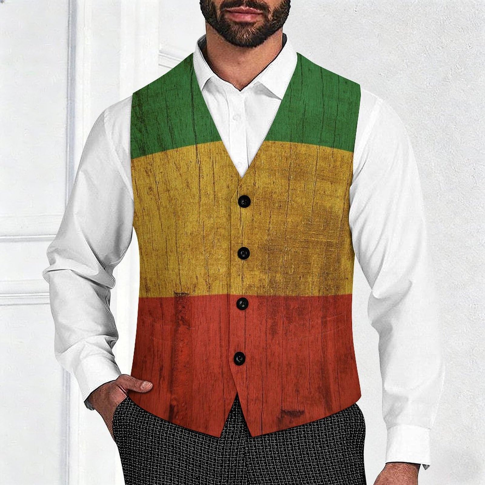 The Reggae Rasta Flag Fashion - Gilet da uomo | Personalità vestito gilet per festa di nozze formale