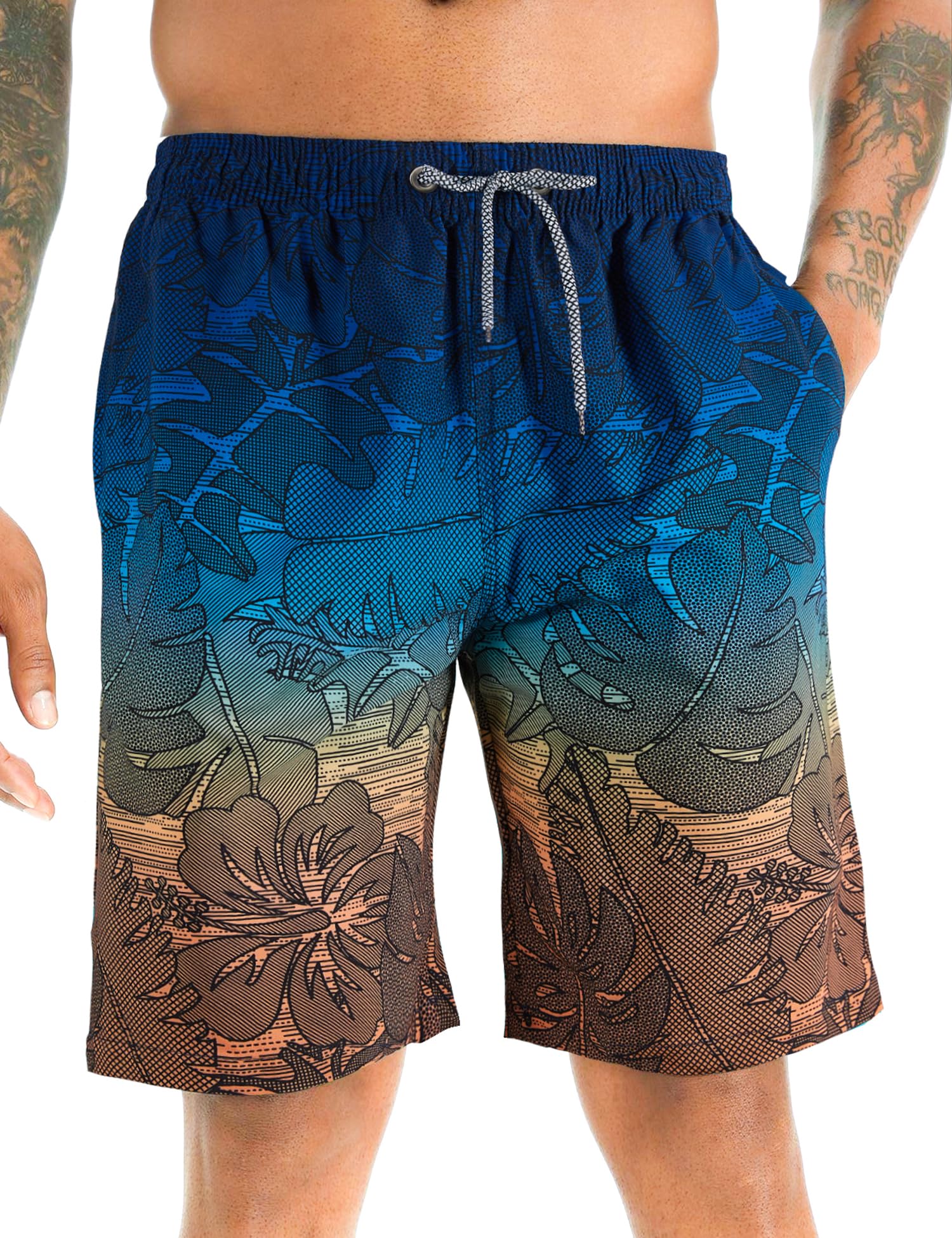 APTRO Herren Badehose Lang Badeshorts Schnelltrocknend Boardshorts Freizeit Short mit Innenslip