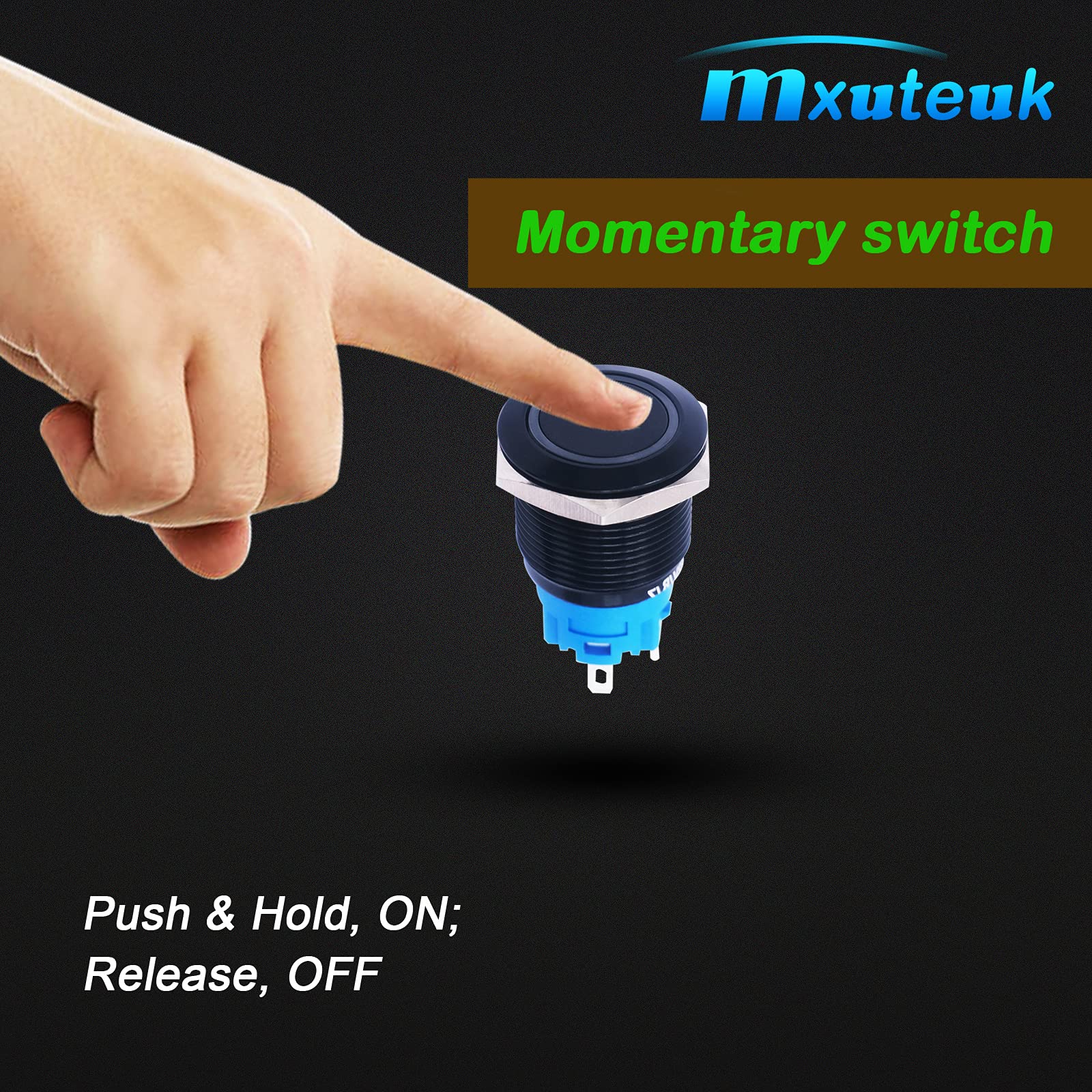 mxuteuk 19mm Momentary Push Button Switch 1 NO 1 NC SPDT ON/Off