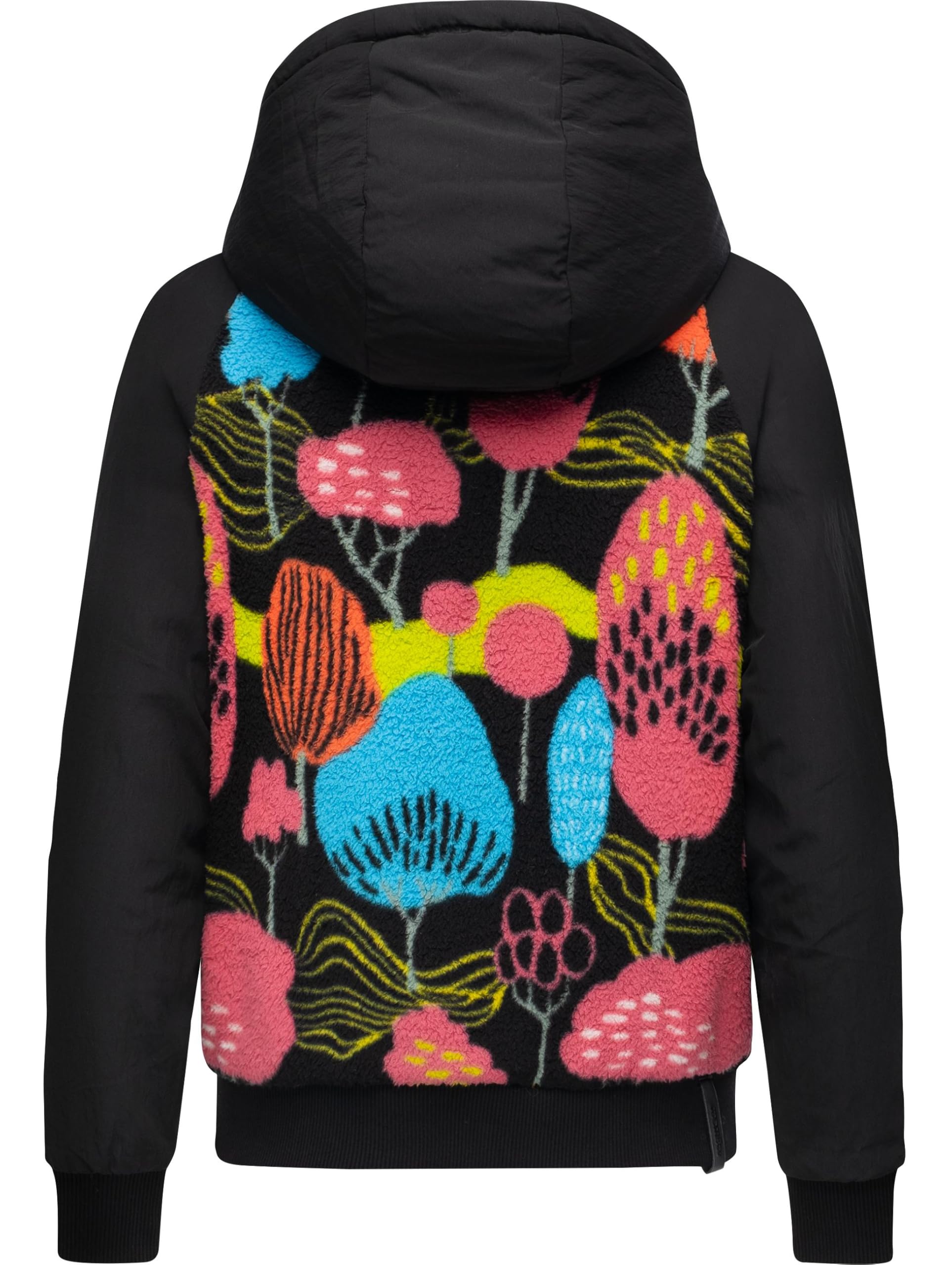 Ragwear Damen Plüsch Jacke mit floralem Print Teddyfleece, Zipper und Kapuze Talianita Print YOUMODO XS-XXL