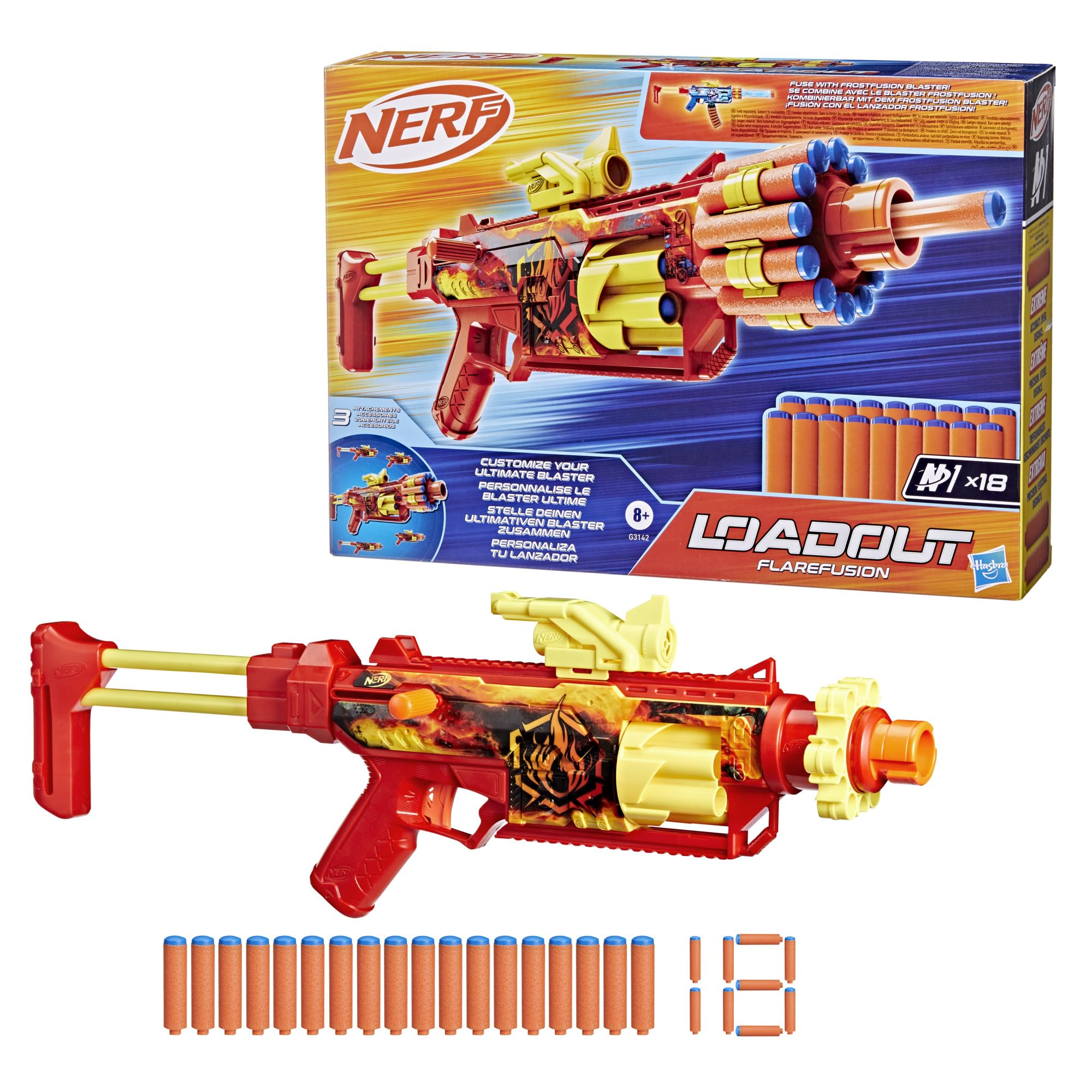 Nerf Loadout, blaster FlareFusion e 18 dardi N1