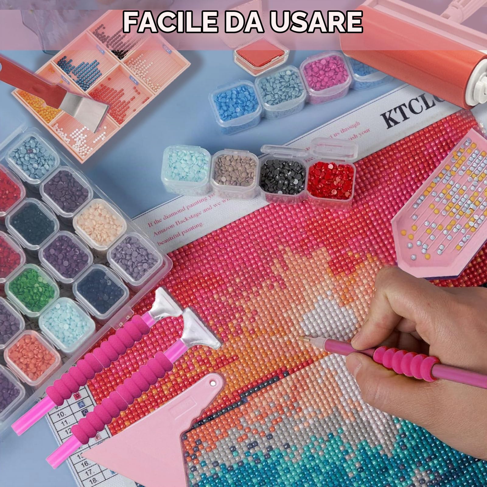 DNSGOOR 247Pcs all Inclusive Diamond Painting Accessori Strumenti di Pittura Diamante Kit Diamond Art Accessori Kit con A3 Diamond Painting Light Pad, Diamond Art Sealer Colla per DIY Craft