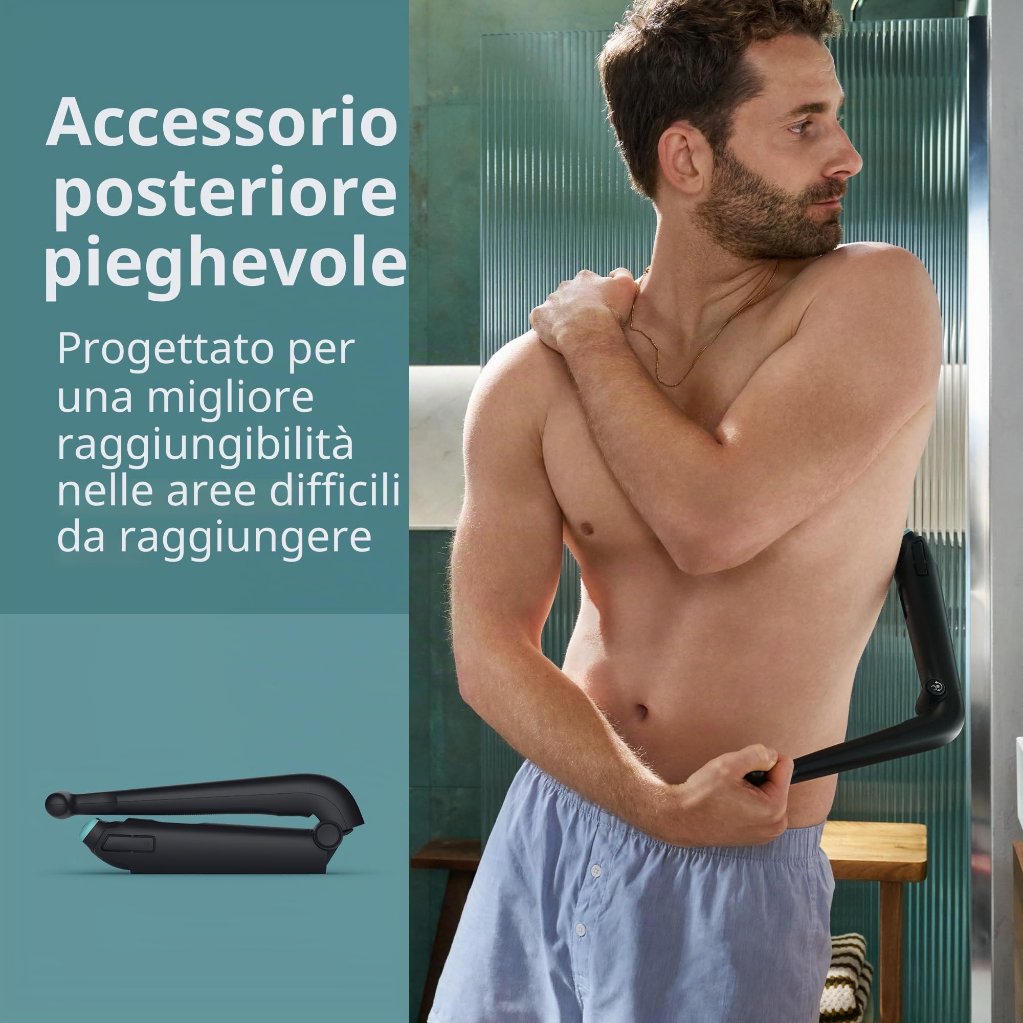 Philips Norelco Body Groomer 9000 Series, rasoio per uomini e sistema di rasatura intima con pulitore UV Cube e attacco posteriore regolabile, 100% impermeabile, BG9480/50