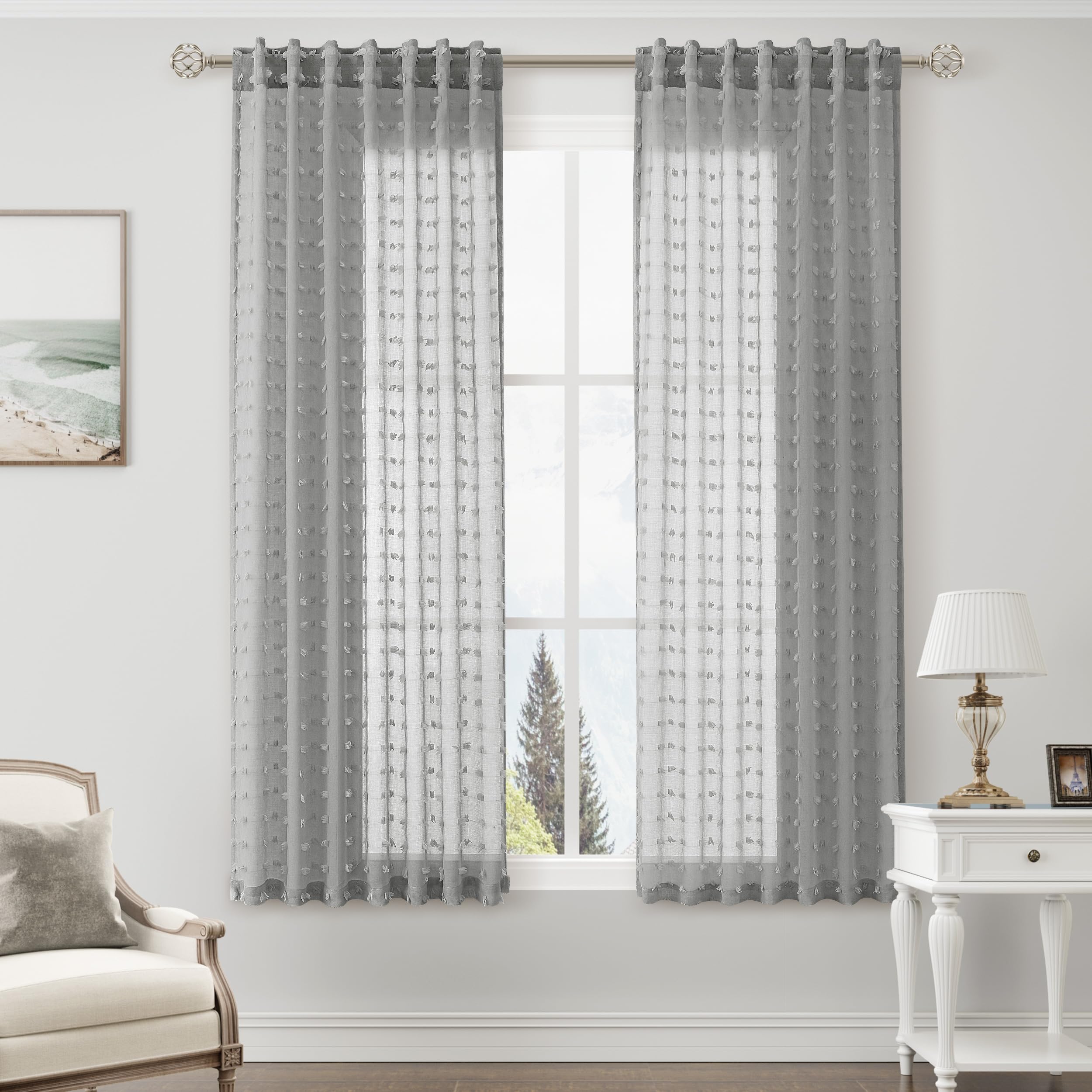 カーテン mayuming Amazon.co.jp: Guken グレー セミシアー テクスチャードカーテン 長さ