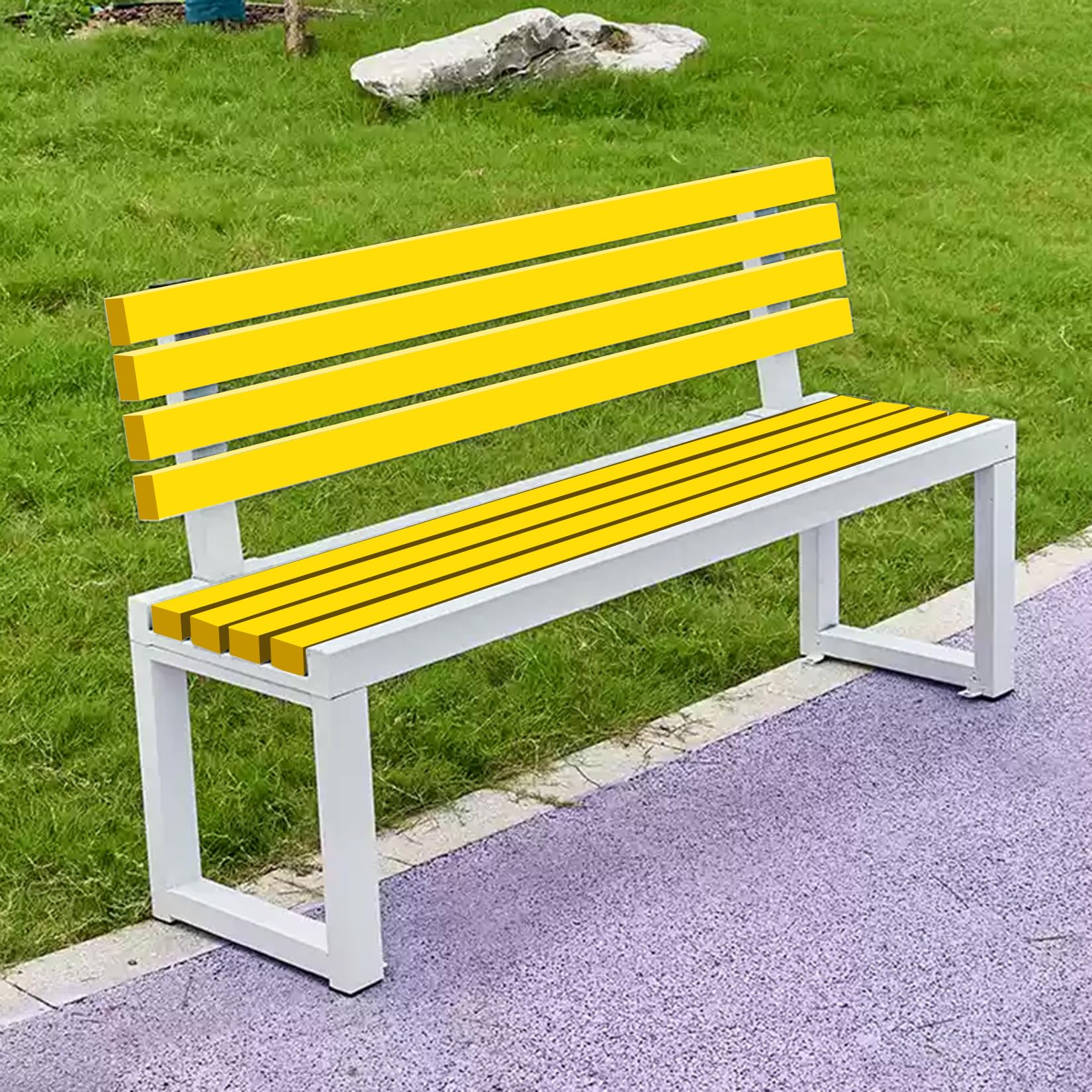 Banc de jardin design haut de gamme blanc et jaune imperméable