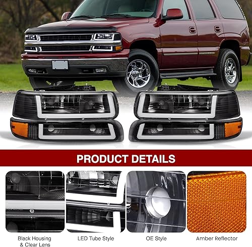 Miniatura 3 de AJP Distributors - Faros delanteros de luz LED DRL para modelos 1999 2000 2001 2002 2003 2004 2005 2006 para Chevy, Chevrolet Silverado, Suburban,