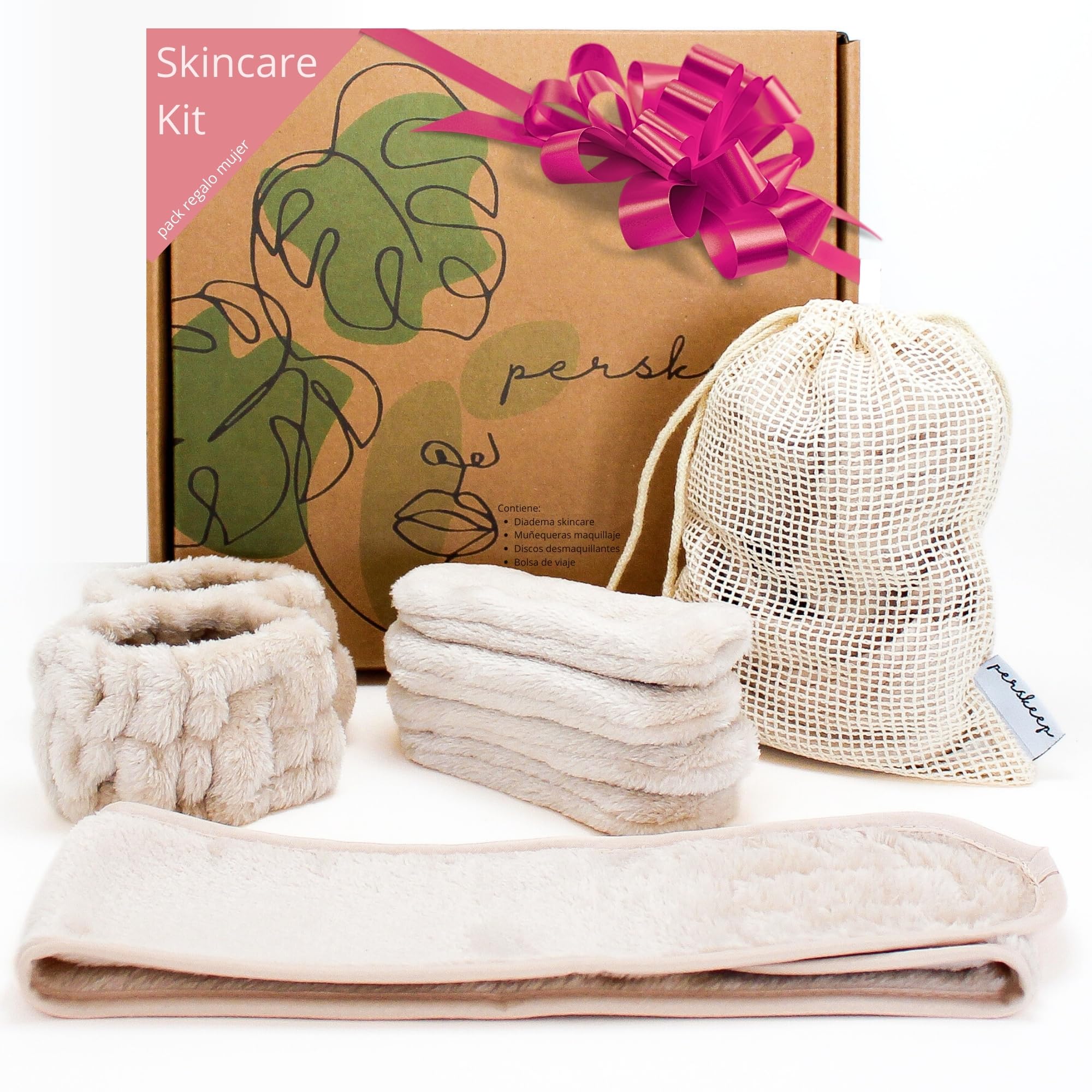 Perskeep - skincare kit, muñequeras skincare, diadema skincare, kit maquillaje mujer, regalo original mujer joven, korean skincare, skincare, skin care pack, skincare coreano, set regalo mujer