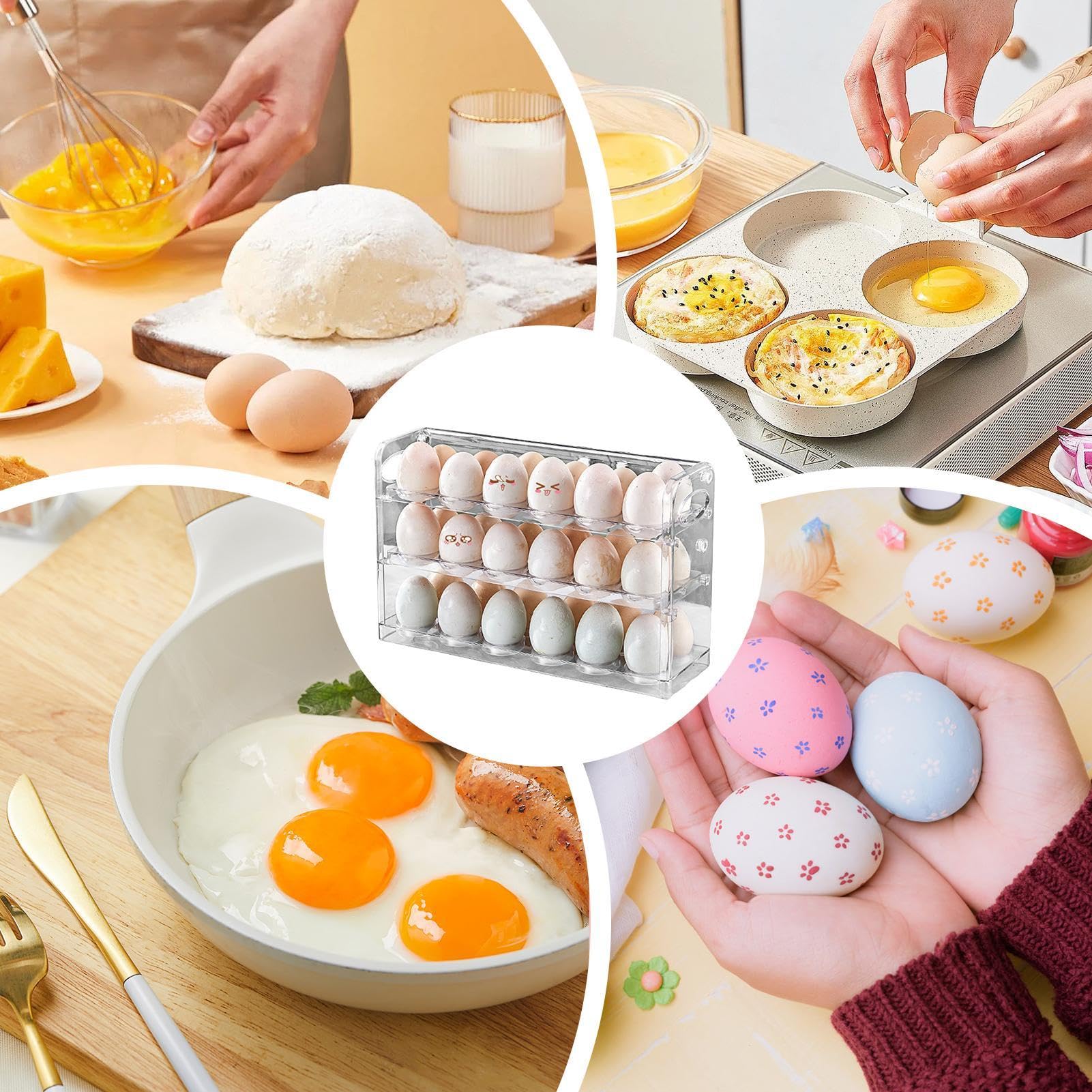 Egg Aufbewahrung für den Kühlschrank, transparent, großes Fassungsvermögen, platzsparendes Egg Aufbewahrung, Egg Organizer für Kühlschränke, Küchenei-Halter, Küchenei-Halter, Küchen Küche, Haushalt & Wohnen